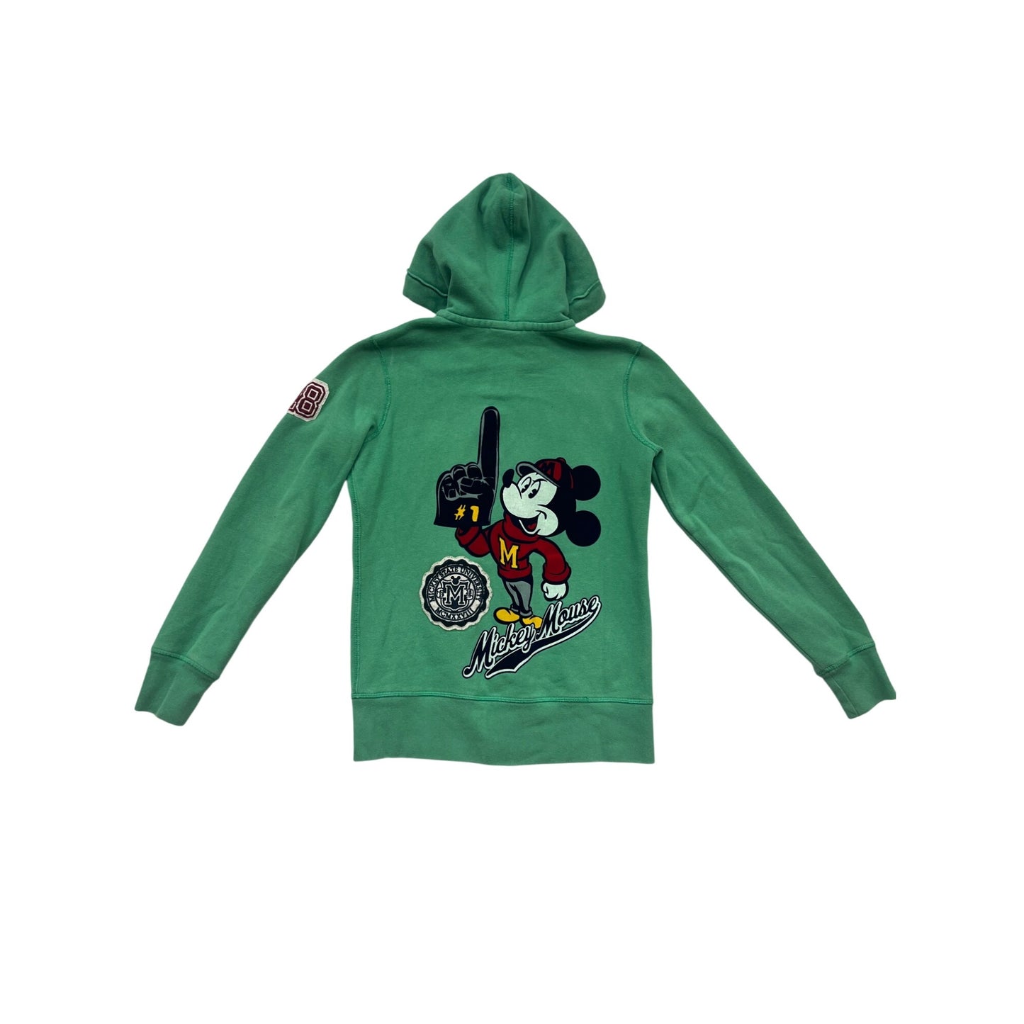 Disney Green Mickey Mouse Zip-Up Hoodie S #210A
