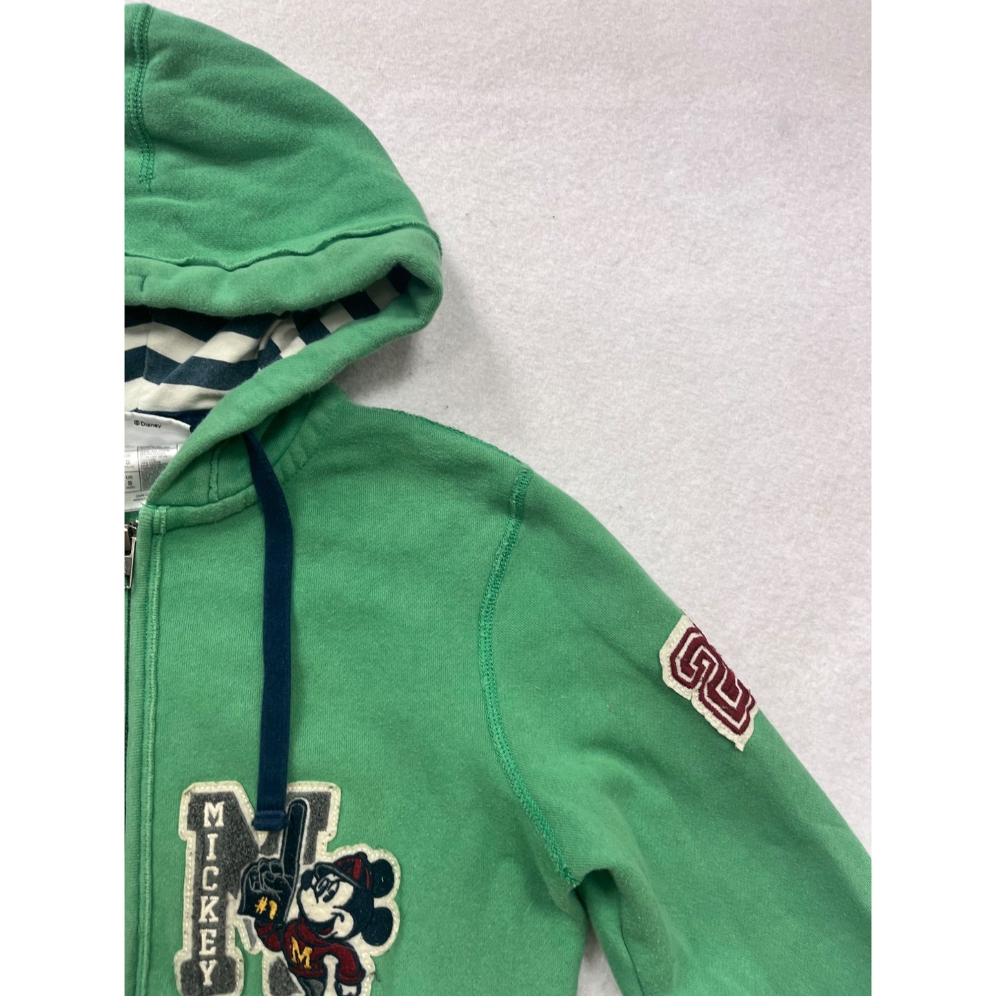 Disney Green Mickey Mouse Zip-Up Hoodie S #210A