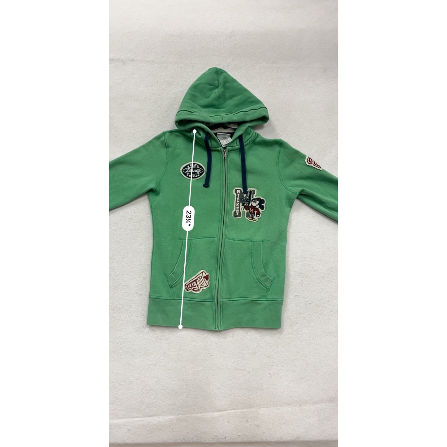 Disney Green Mickey Mouse Zip-Up Hoodie S #210A