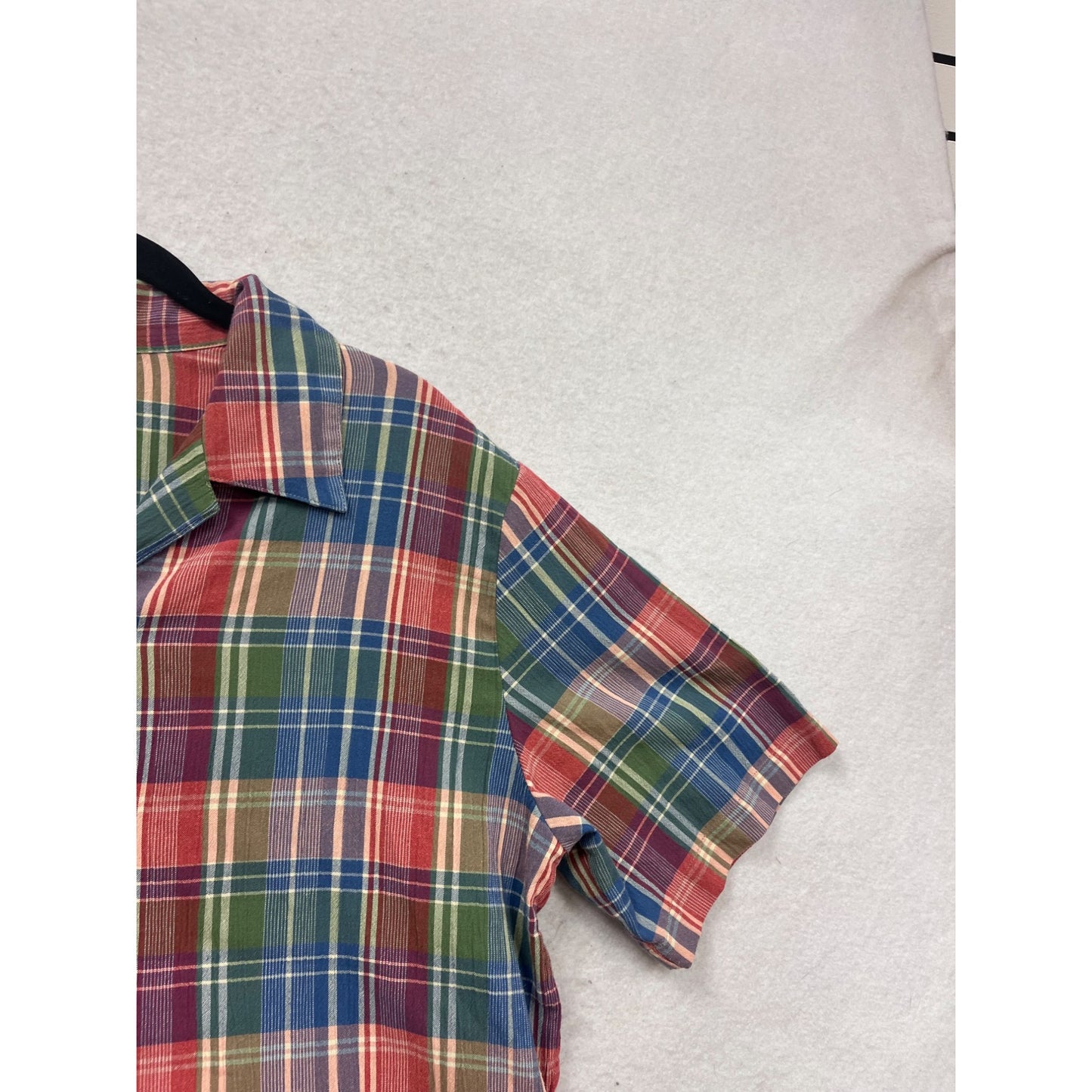 Koret City Blues Plaid Short Sleeve Button-Up Shirt Size L #685A