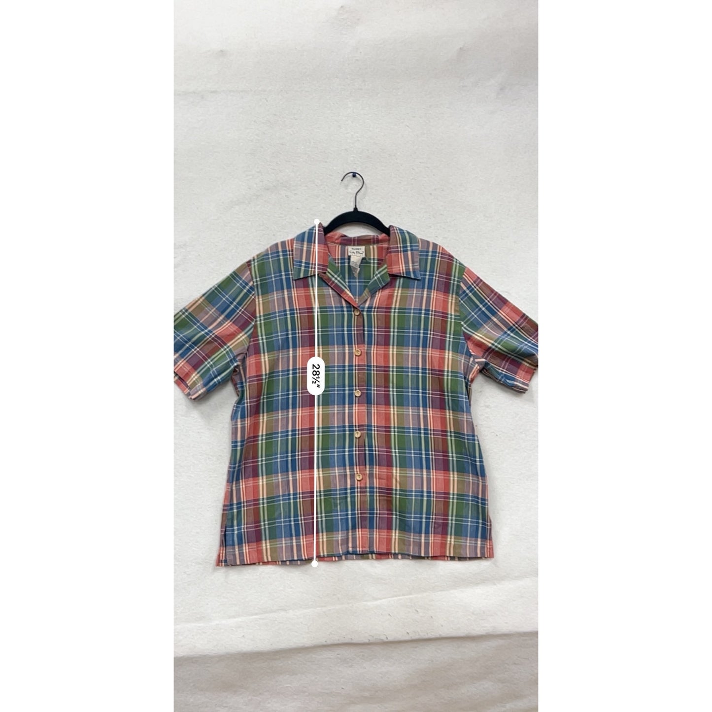 Koret City Blues Plaid Short Sleeve Button-Up Shirt Size L #685A