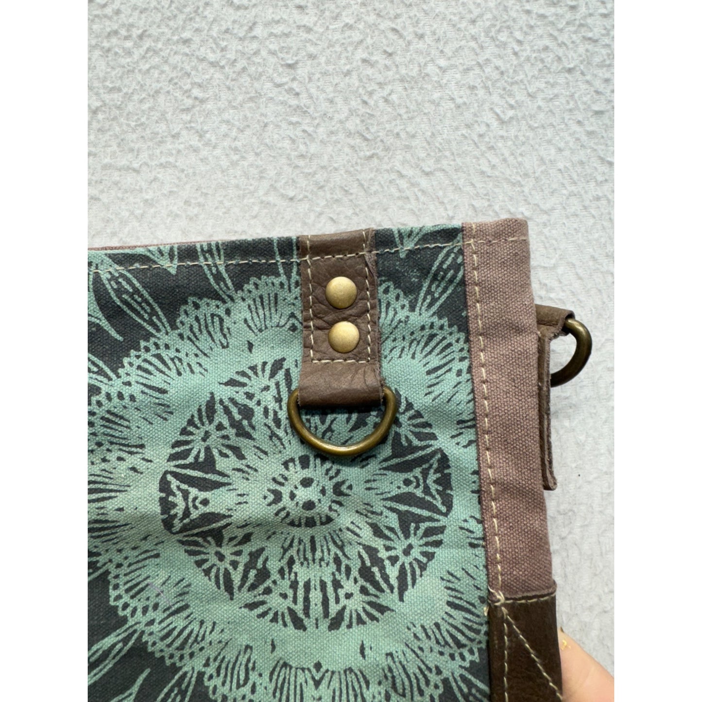 Boho-Style Myra Bag Shoulder/Crossbody Bag Mandala Pattern & Cowhide Accent 93B