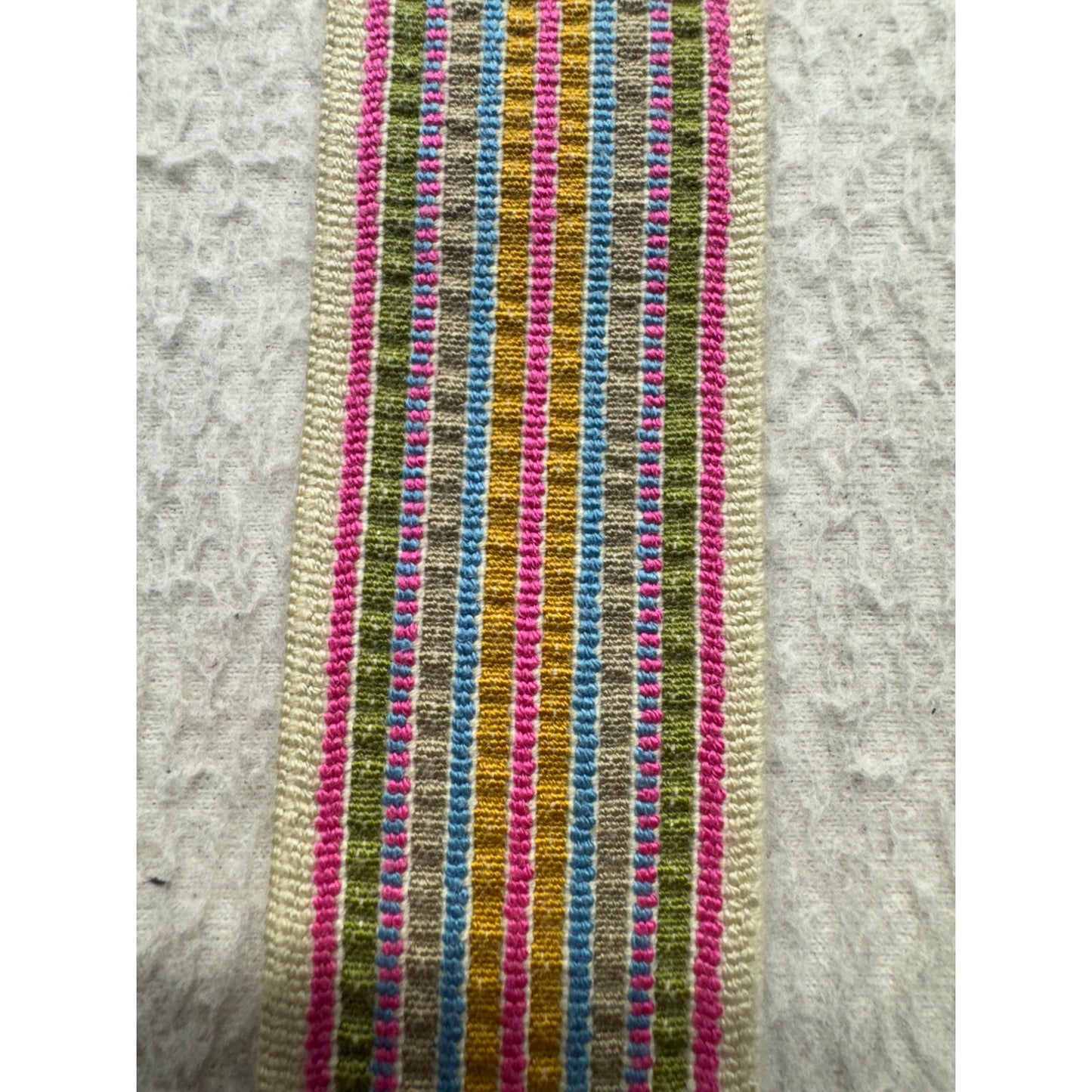 Woven Multicolor Belt With Leather Accents & Brass Buckle Adjustable Fit #9972