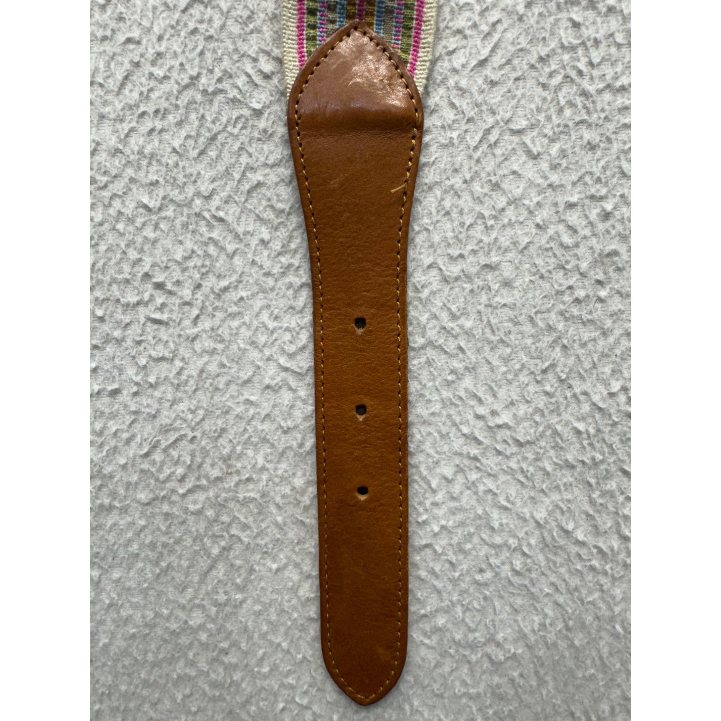 Woven Multicolor Belt With Leather Accents & Brass Buckle Adjustable Fit #9972