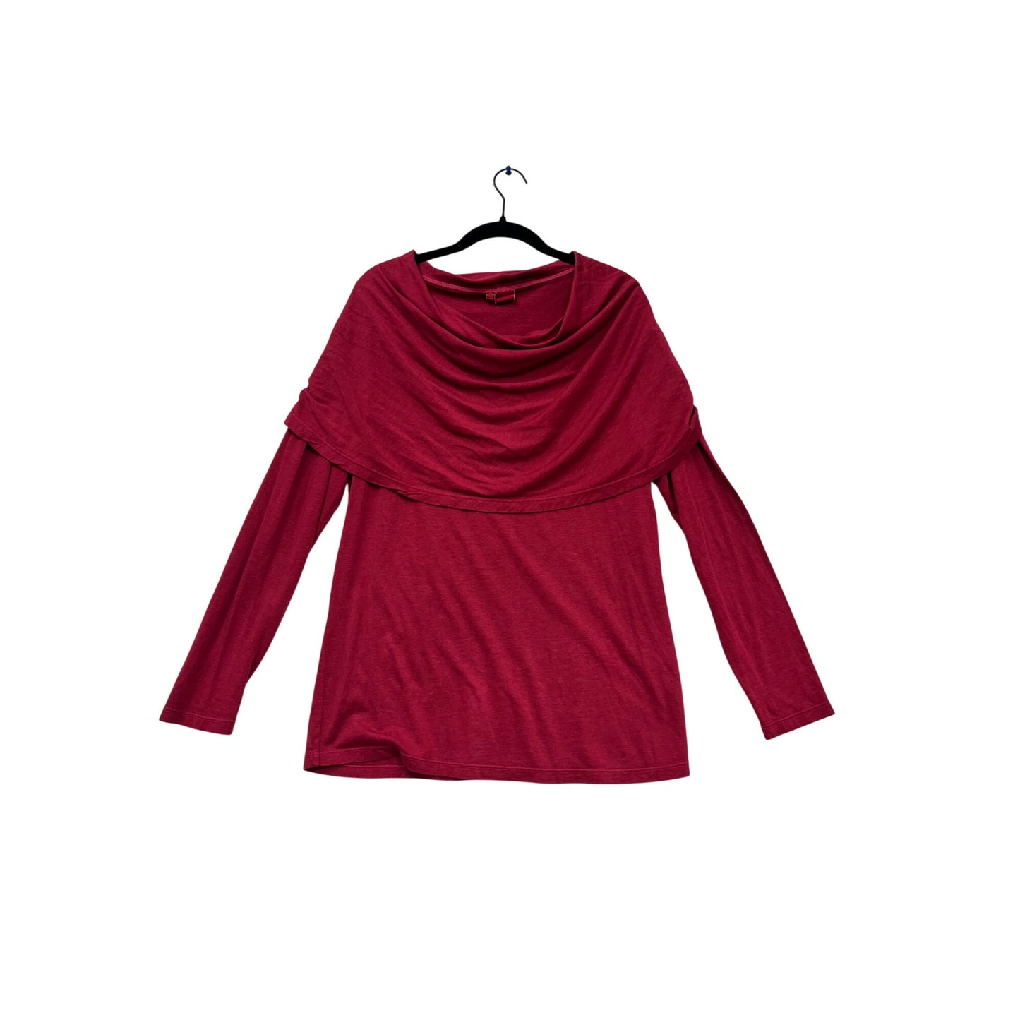 Tianello  XS Red Cowl Neck Long Sleeve Tunic 100% Cotton #757A