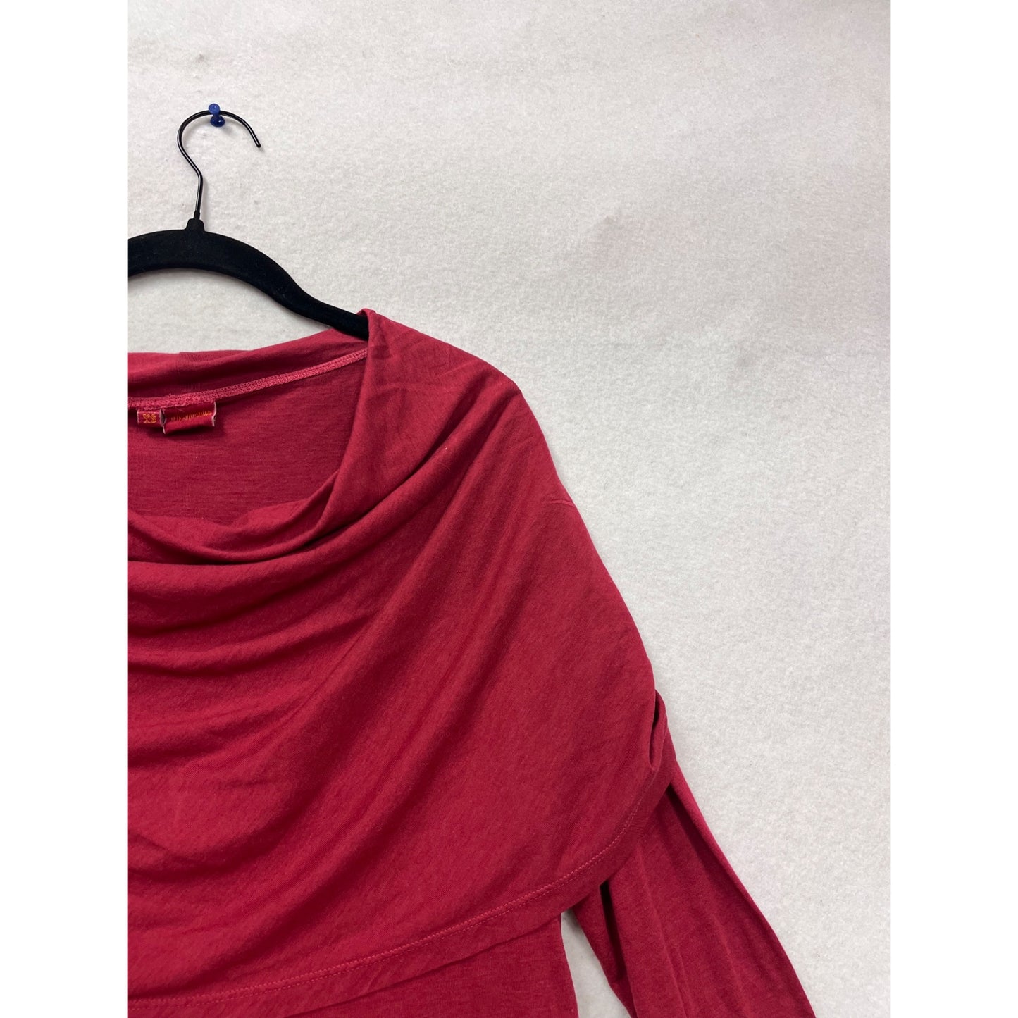 Tianello  XS Red Cowl Neck Long Sleeve Tunic 100% Cotton #757A