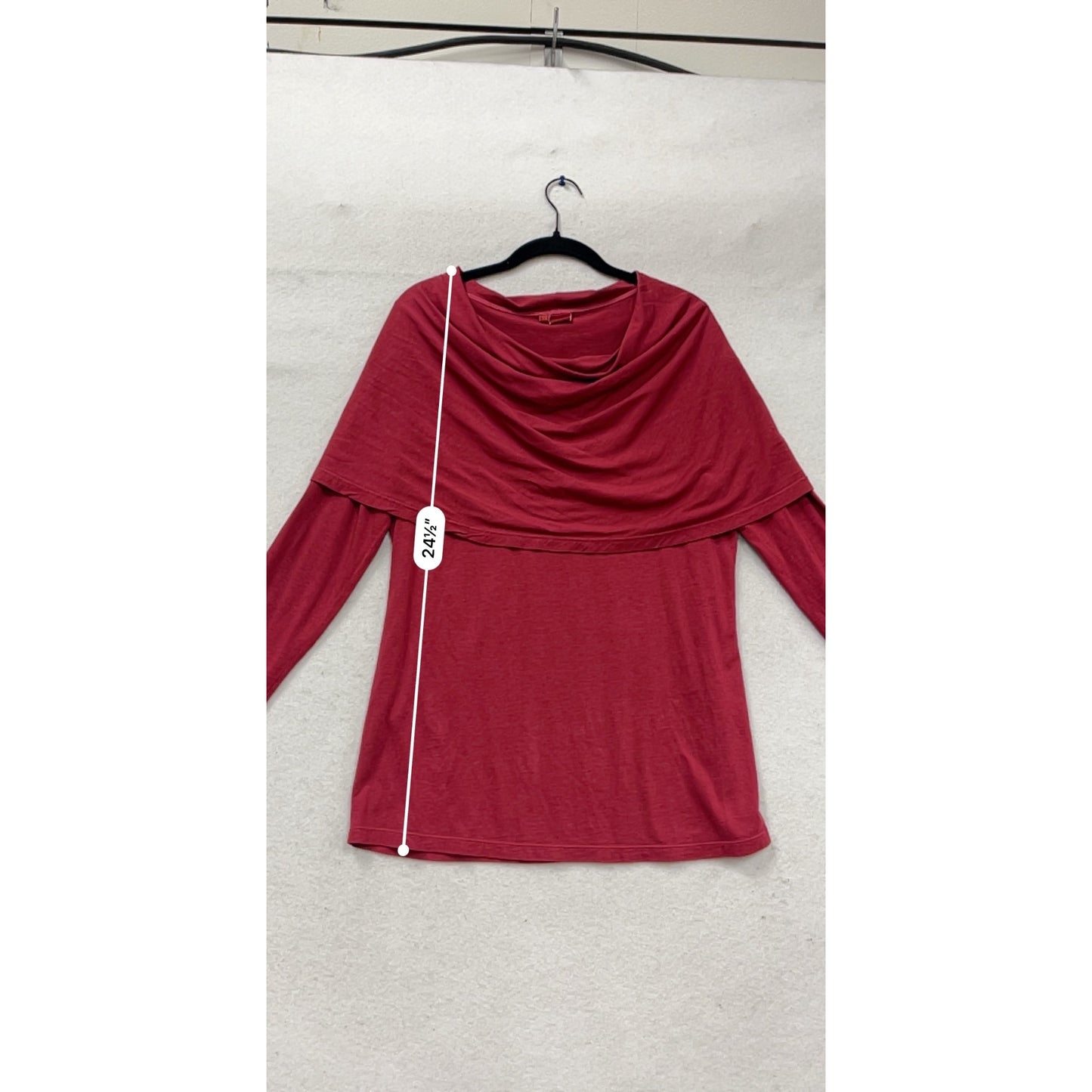 Tianello  XS Red Cowl Neck Long Sleeve Tunic 100% Cotton #757A