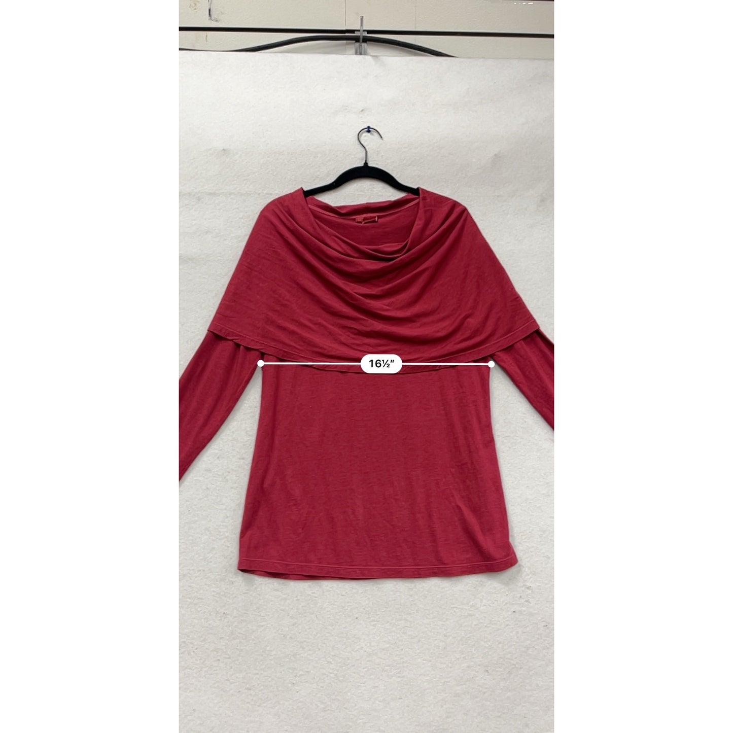 Tianello  XS Red Cowl Neck Long Sleeve Tunic 100% Cotton #757A