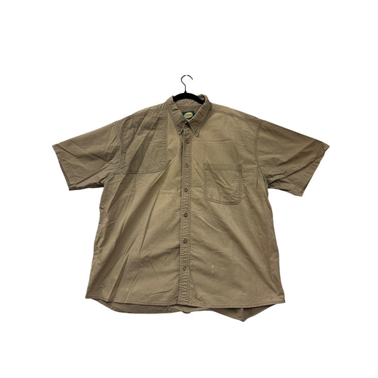 Cabelas  2XL Khaki Short Sleeve Button-Up Shirt W/ Vent Back 100% Cotton #8141