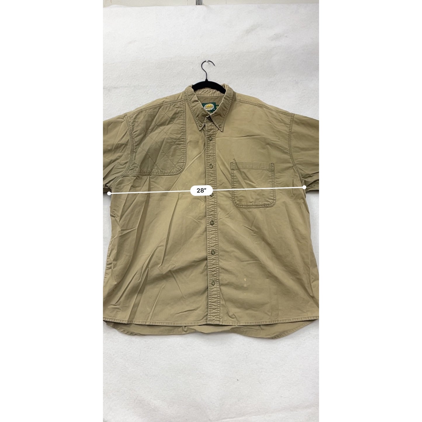 Cabelas  2XL Khaki Short Sleeve Button-Up Shirt W/ Vent Back 100% Cotton #8141