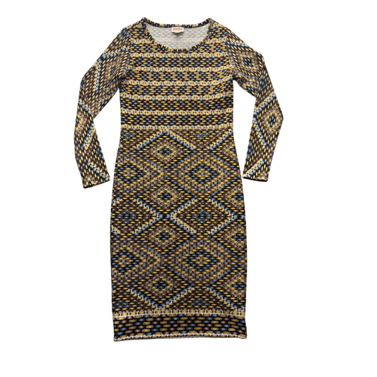 LuLaRoe XS Long Sleeve Geometric Bodycon Dress 95% Polyester 5% Spandex #7701