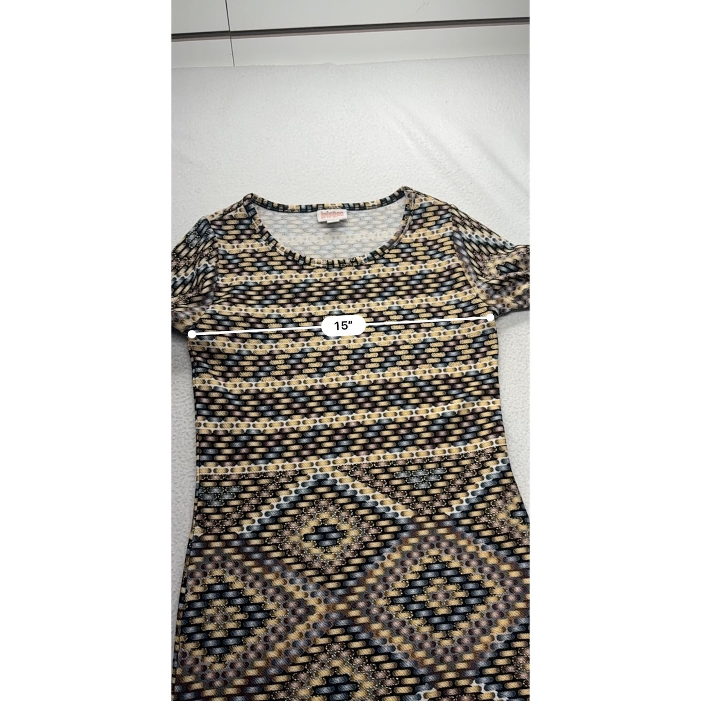 LuLaRoe XS Long Sleeve Geometric Bodycon Dress 95% Polyester 5% Spandex #7701