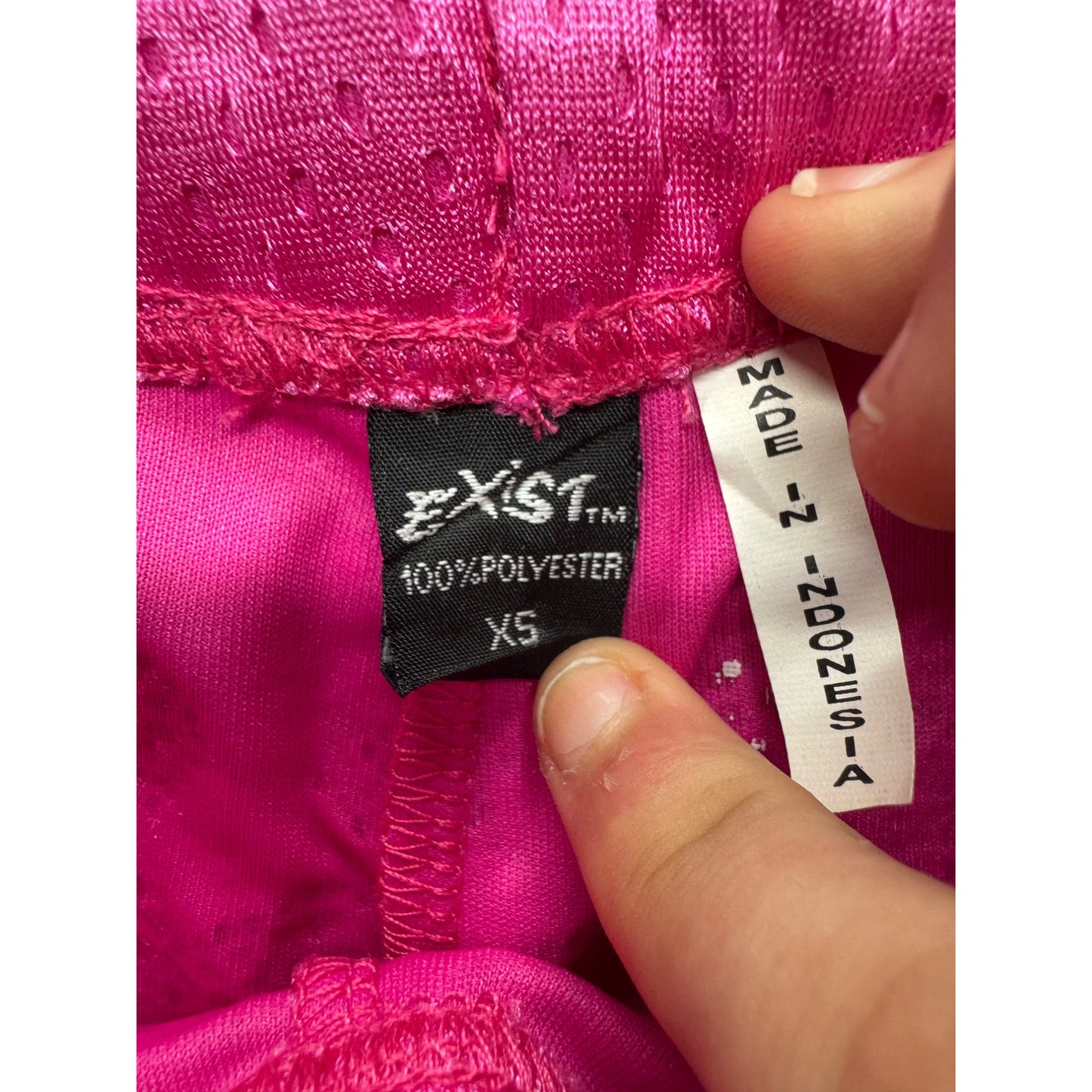 Exist Pink Mesh Drawstring Shorts With Rhinestone Wing Design X-Small #9606