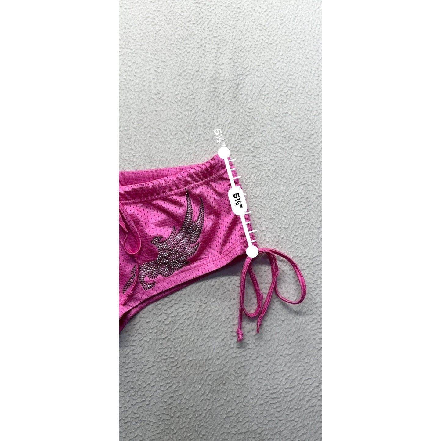 Exist Pink Mesh Drawstring Shorts With Rhinestone Wing Design X-Small #9606