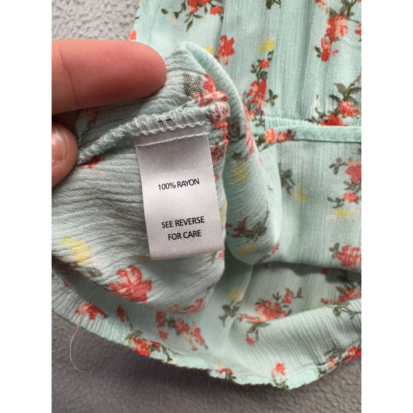 Floral Wrap Style Peplum Blouse Mint Green Rayon Moral Fiber Top #58B