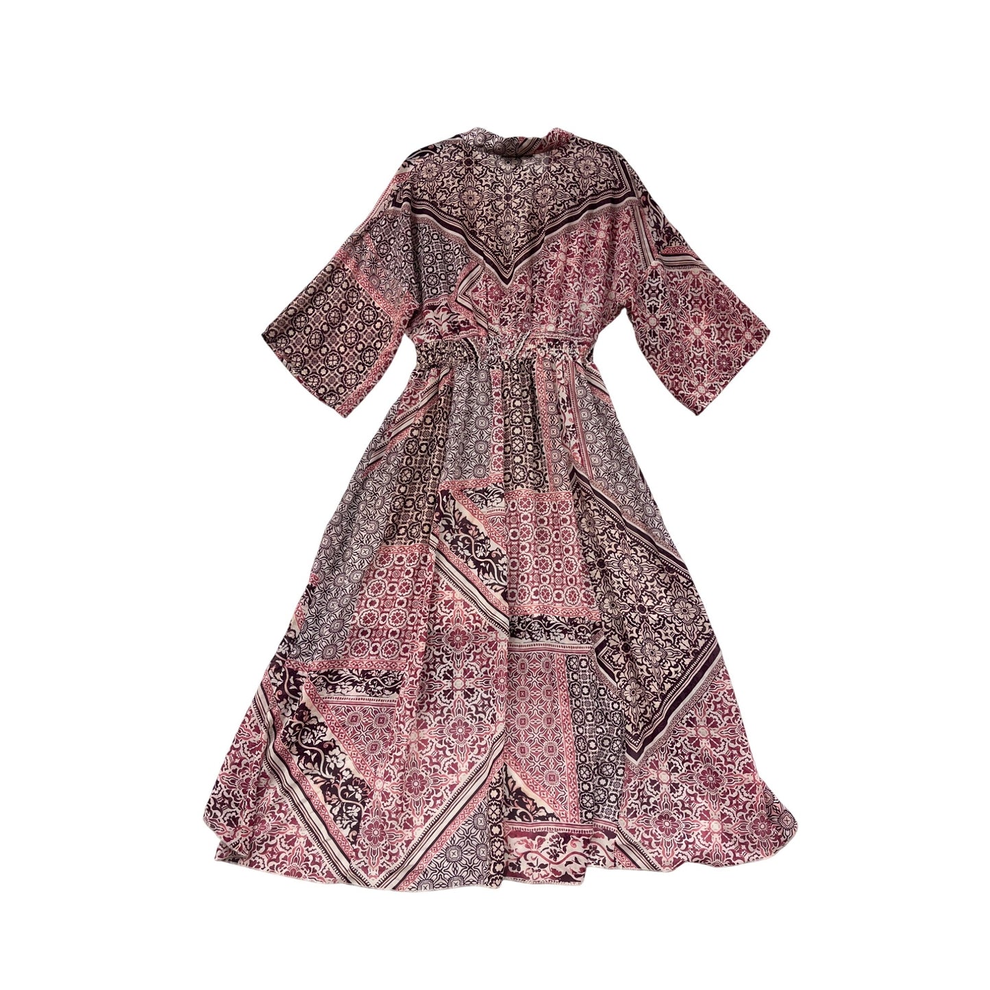 Boho Maxi Dress With V-Neckline & 3/4 Sleeves Stella & Julie Size S #8899