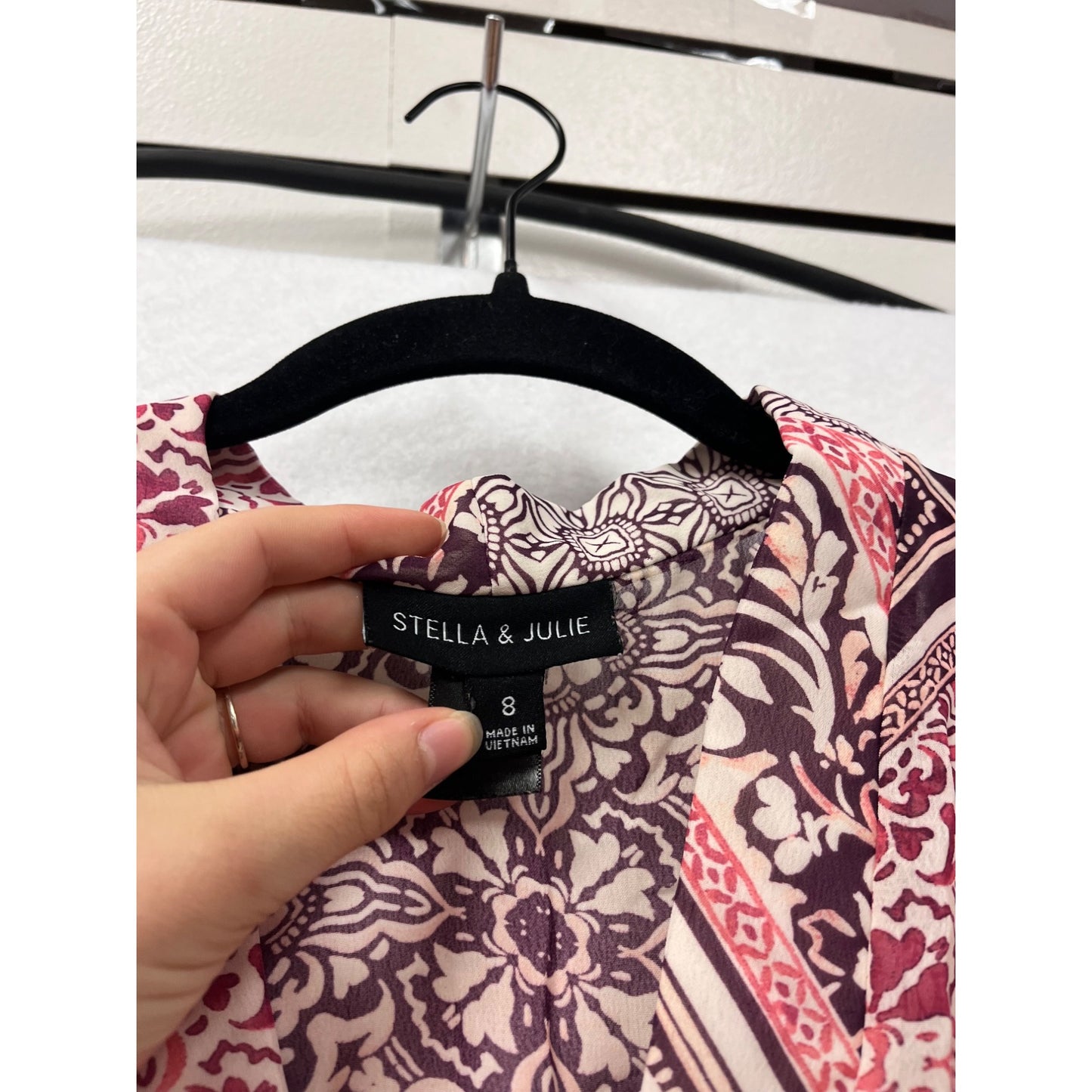 Boho Maxi Dress With V-Neckline & 3/4 Sleeves Stella & Julie Size S #8899