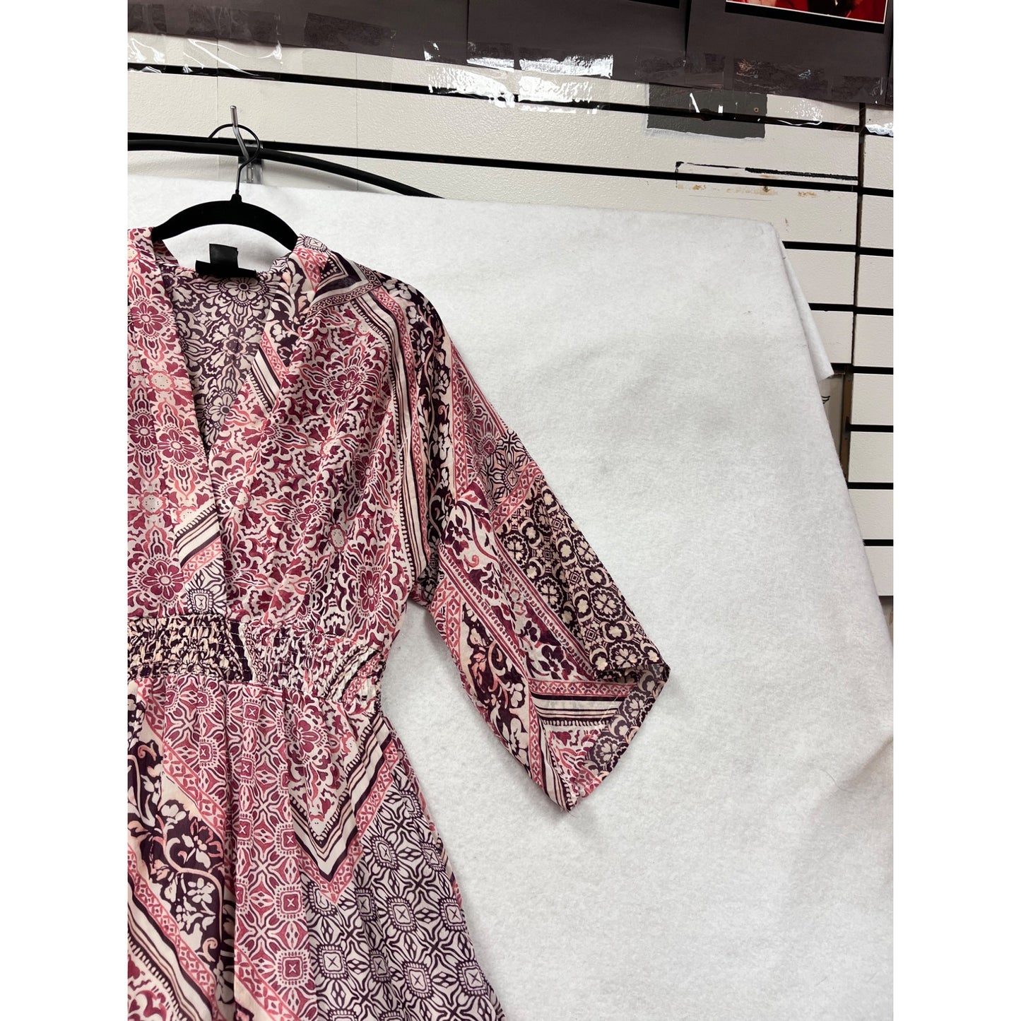 Boho Maxi Dress With V-Neckline & 3/4 Sleeves Stella & Julie Size S #8899