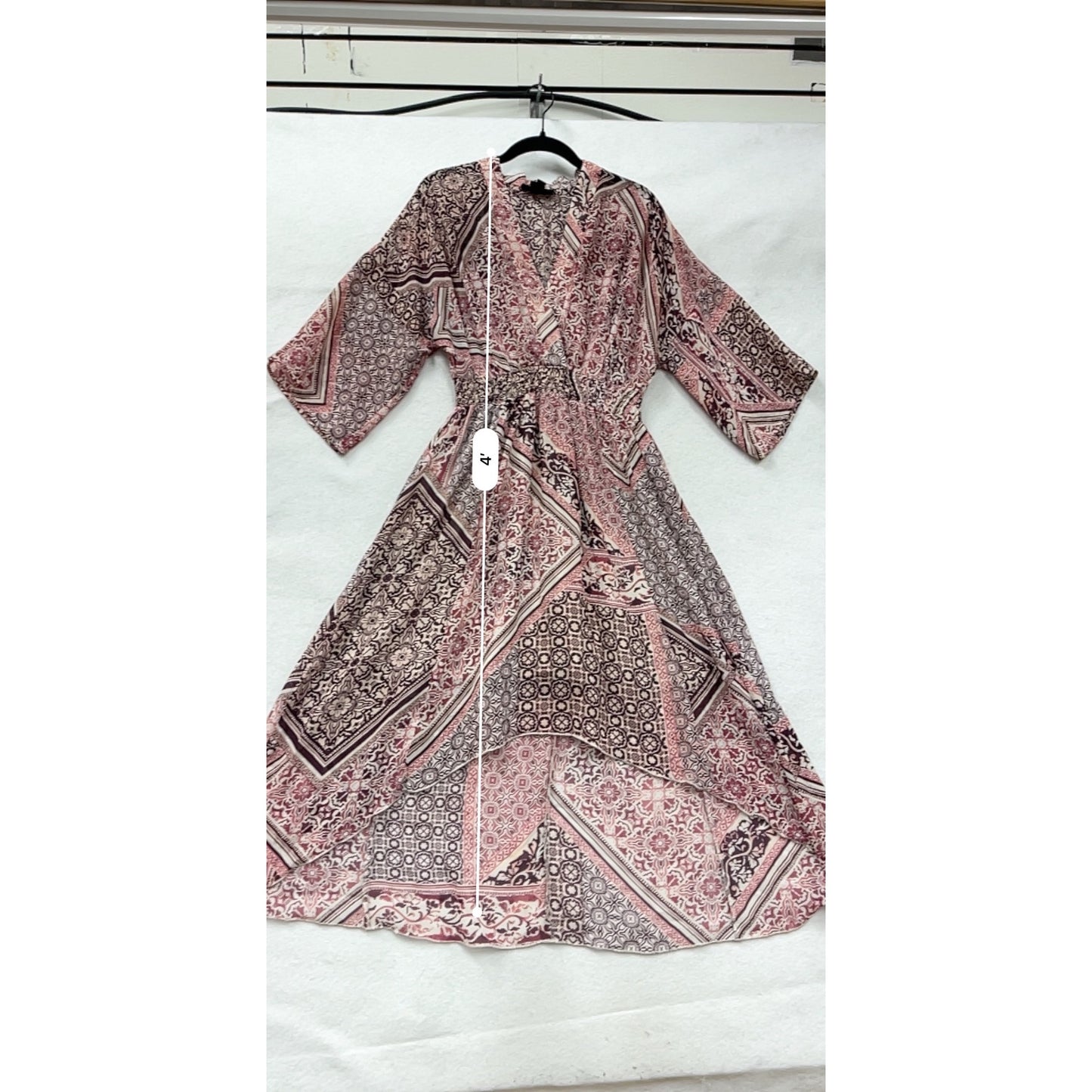 Boho Maxi Dress With V-Neckline & 3/4 Sleeves Stella & Julie Size S #8899