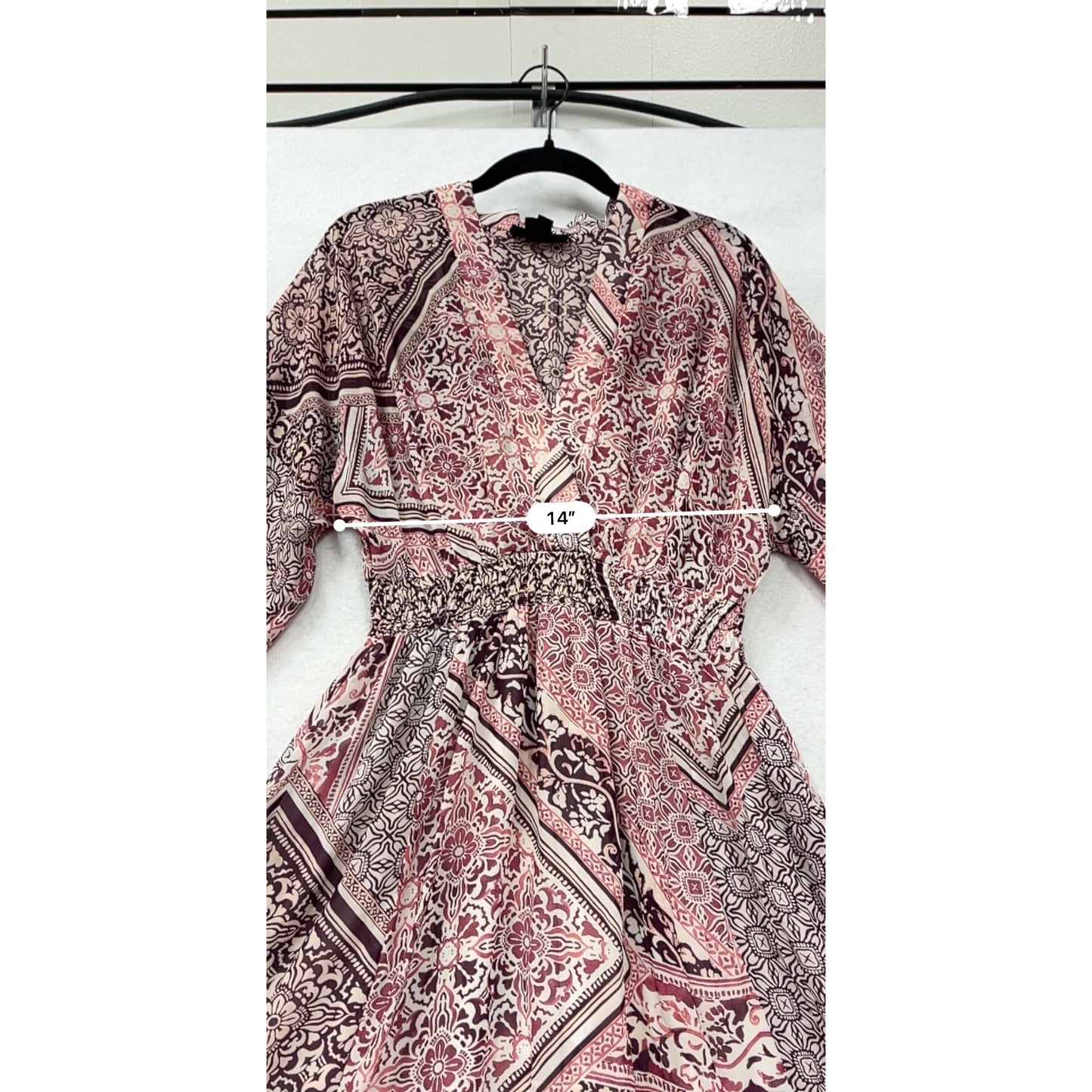 Boho Maxi Dress With V-Neckline & 3/4 Sleeves Stella & Julie Size S #8899