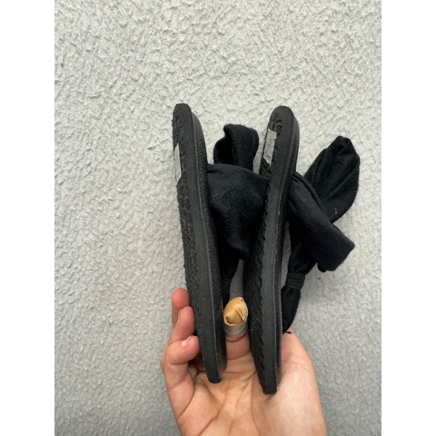 Black Yoga Sling Sandals With Soft Fabric Straps & Textured Soles #9640
