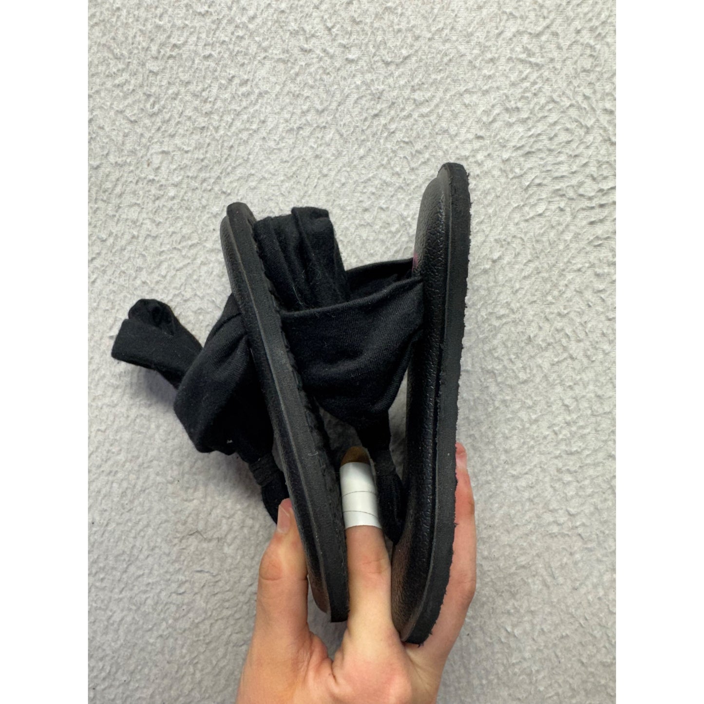 Black Yoga Sling Sandals With Soft Fabric Straps & Textured Soles #9640