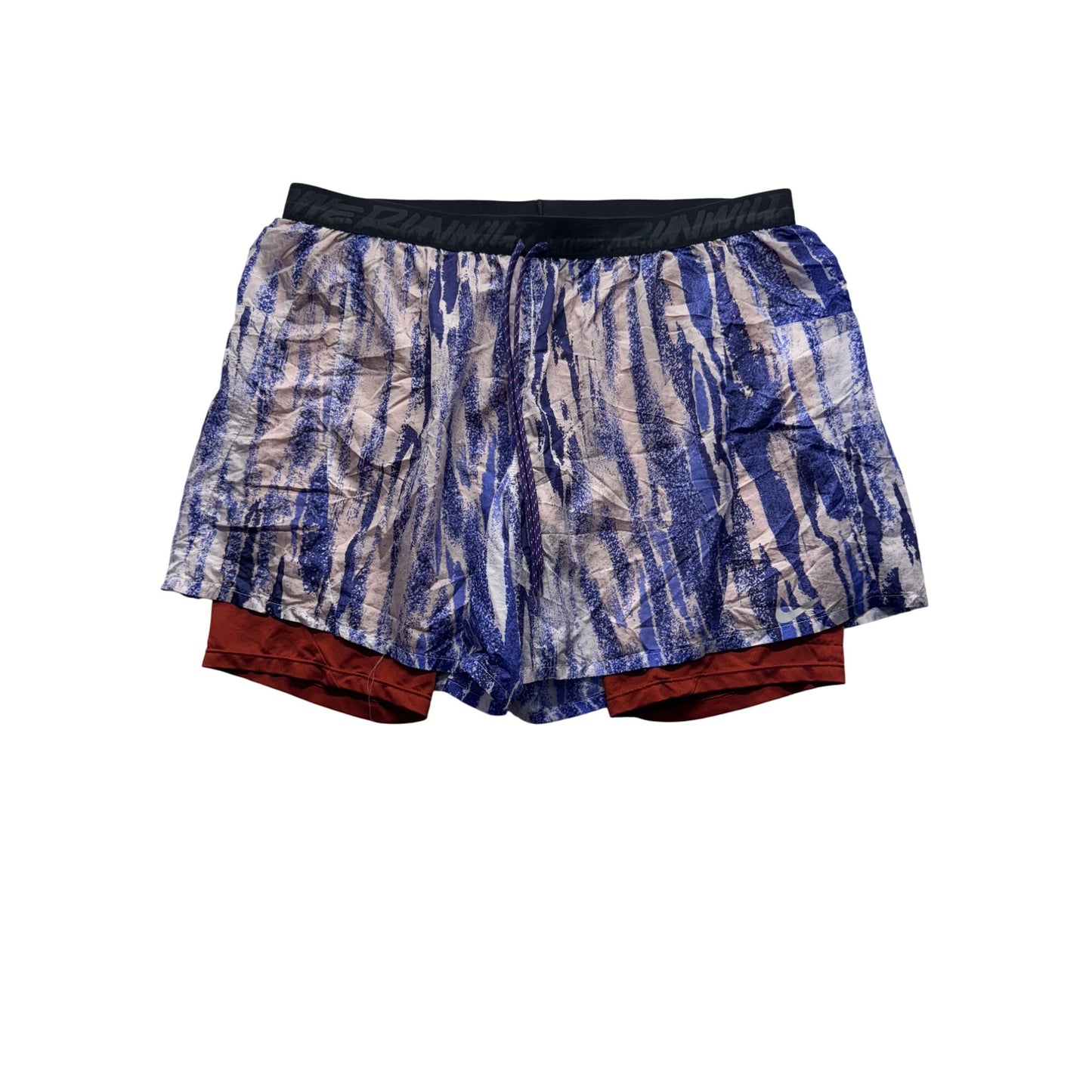 Nike XXL Blue & Red Double-Layer Running Shorts With Zipper Pocket #9351