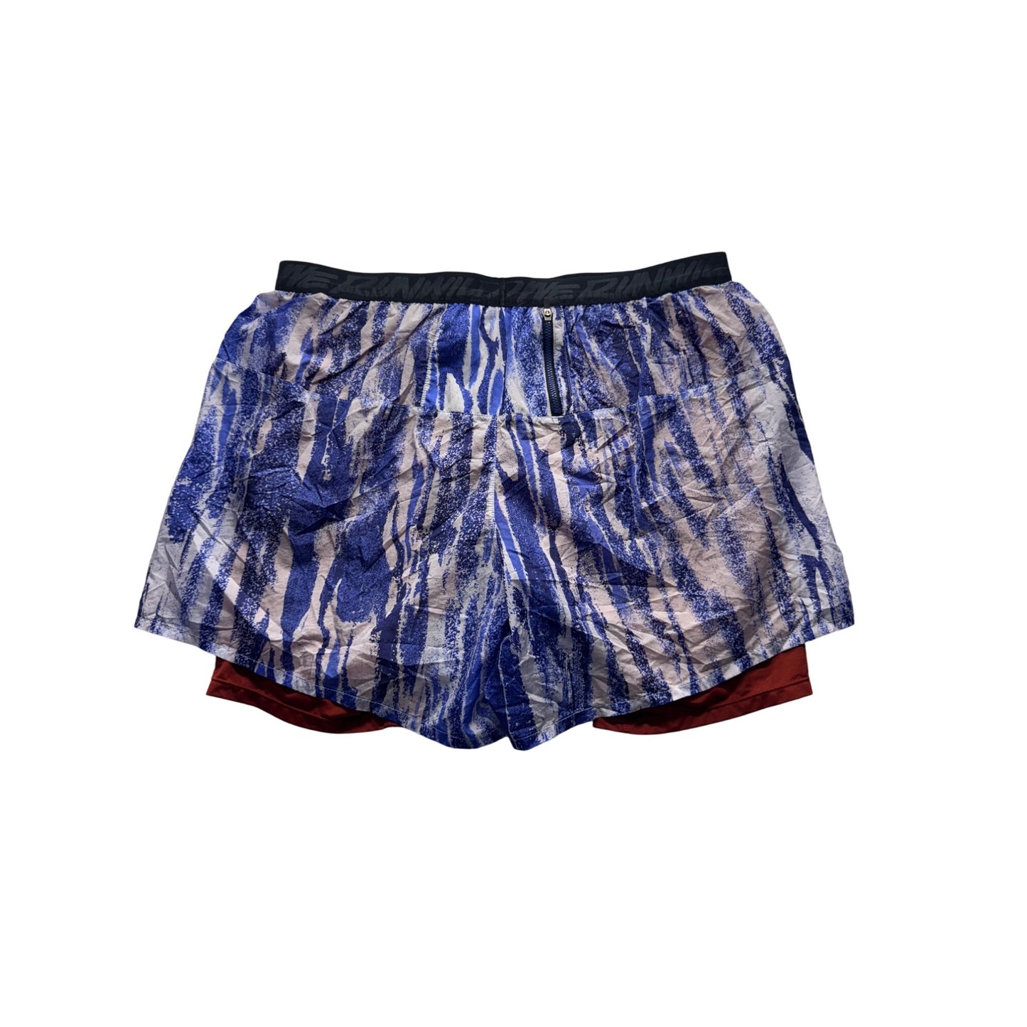 Nike XXL Blue & Red Double-Layer Running Shorts With Zipper Pocket #9351