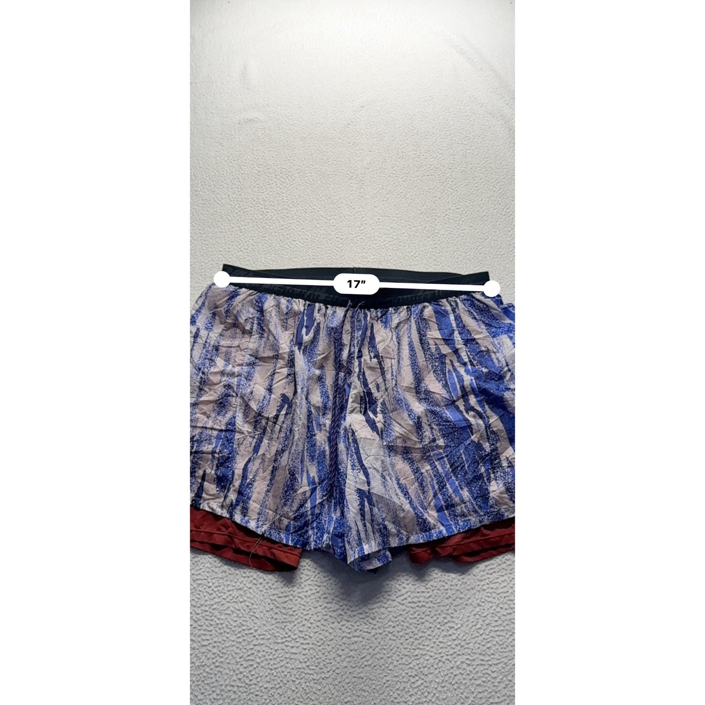Nike XXL Blue & Red Double-Layer Running Shorts With Zipper Pocket #9351