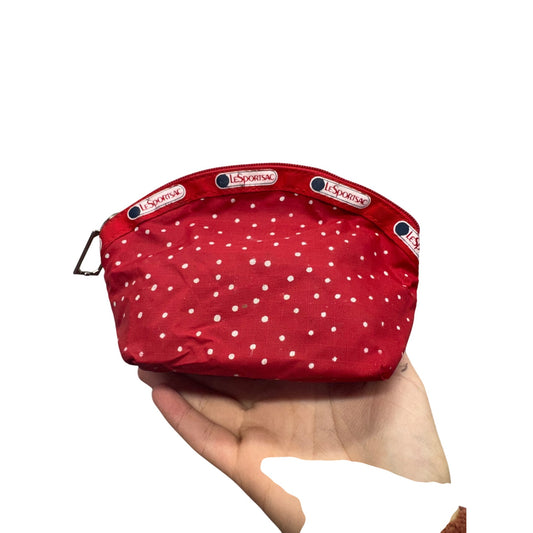 LeSportsac Red Polka Dot Cosmetic Bag Small Pouch 100% Nylon USA-Made #77B