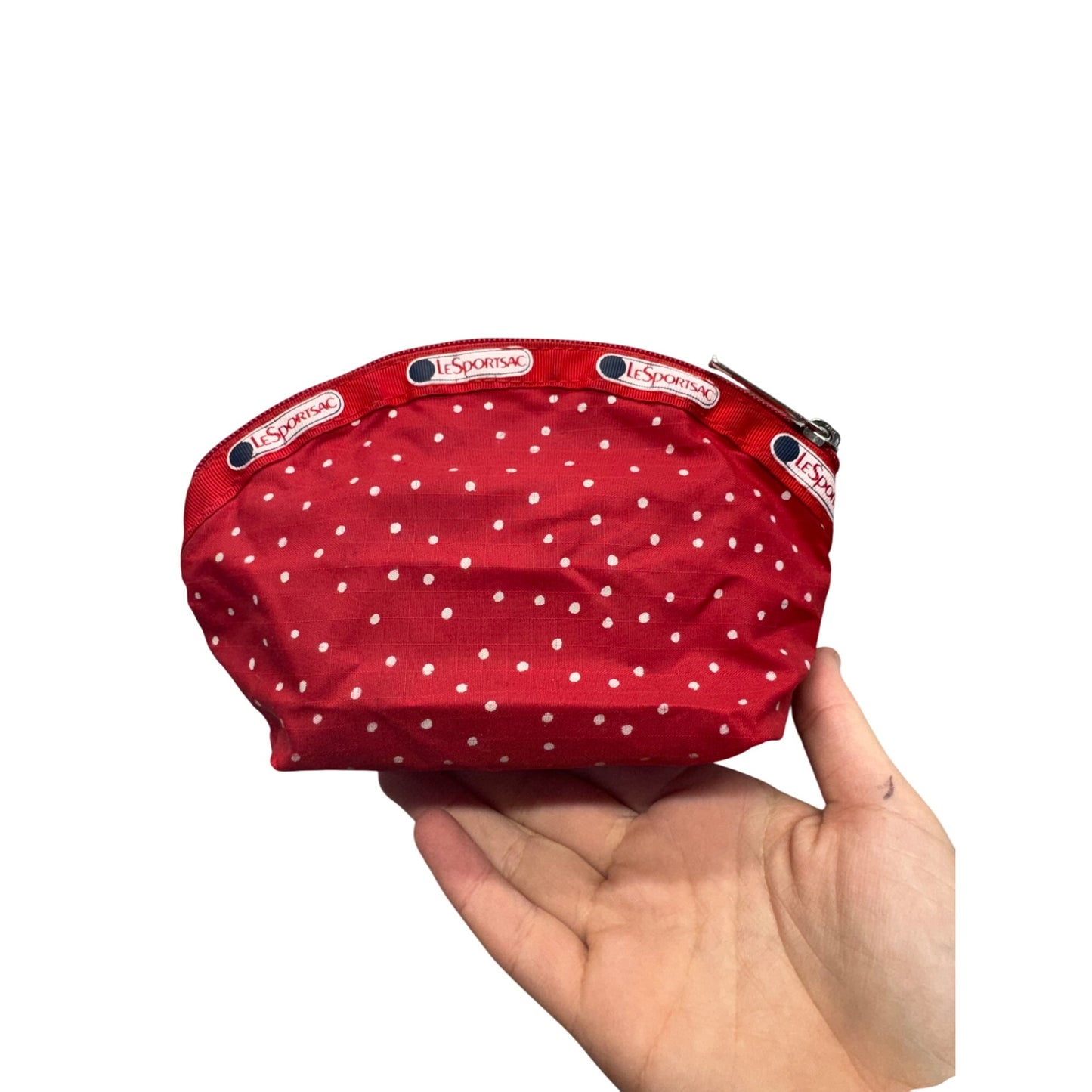 LeSportsac Red Polka Dot Cosmetic Bag Small Pouch 100% Nylon USA-Made #77B