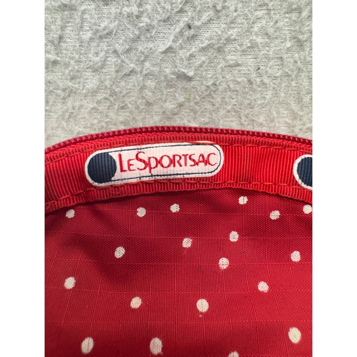 LeSportsac Red Polka Dot Cosmetic Bag Small Pouch 100% Nylon USA-Made #77B