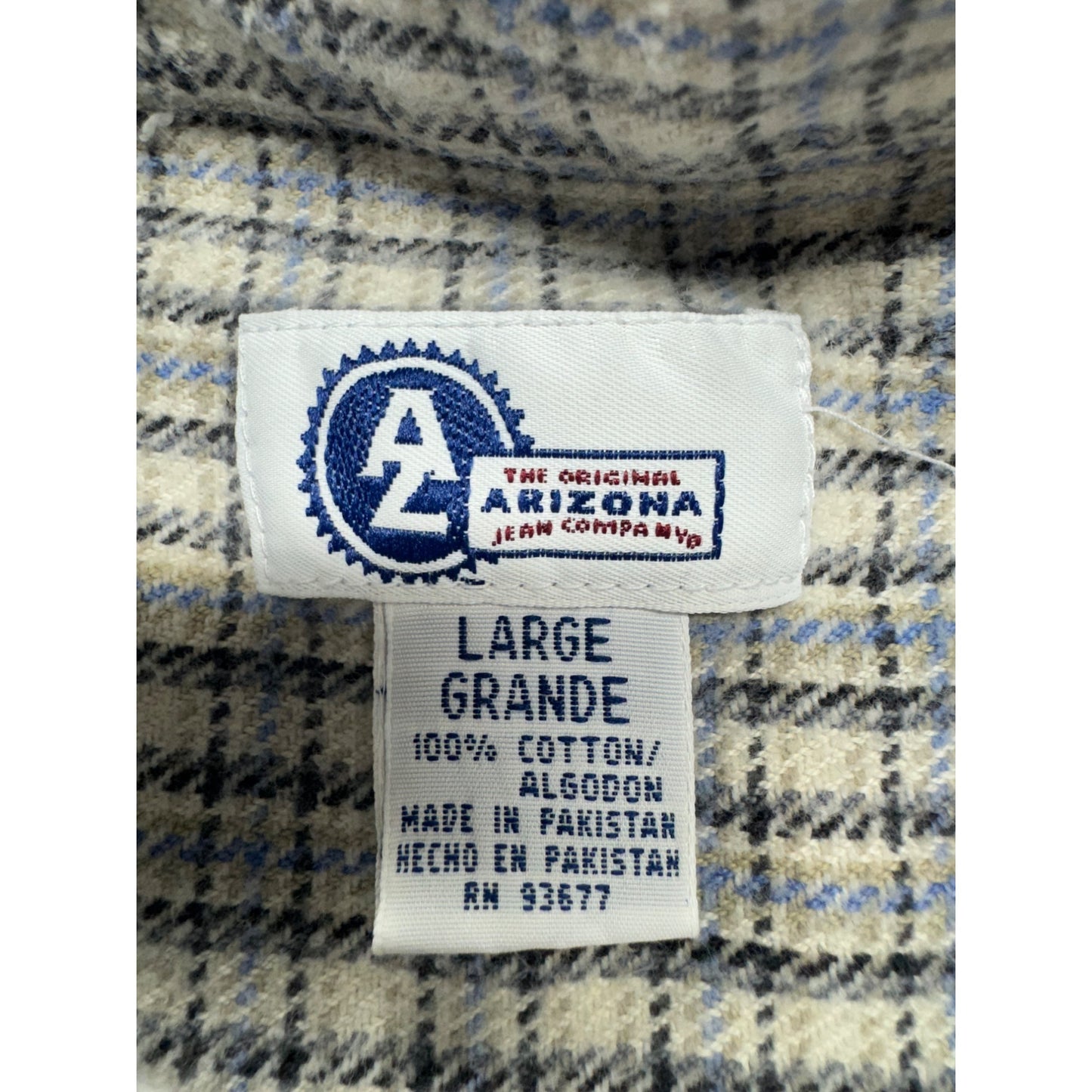 Arizona Jeans Co. Mens Plaid Button-Down Shirt Large 100% Cotton #9544