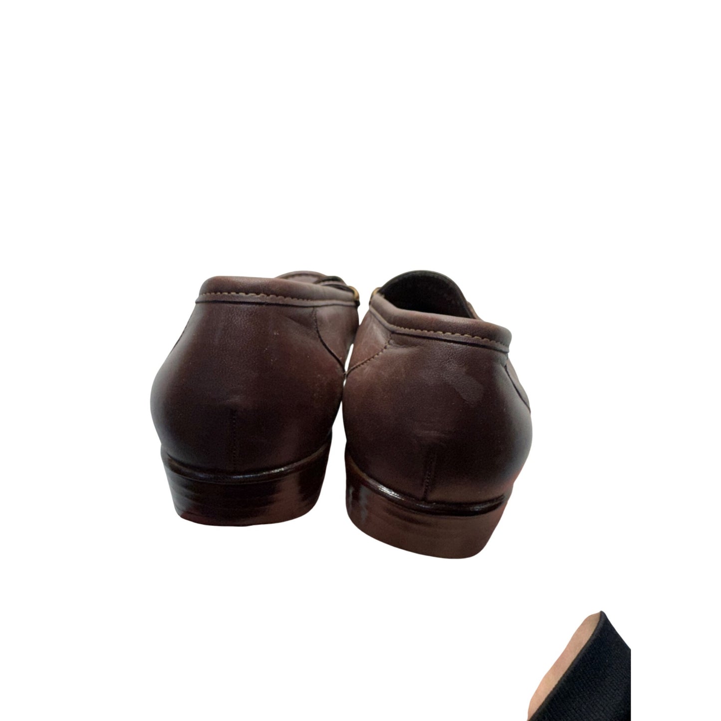 Brown Leather Slip-On Loafers With Buckle Accent By SAS Size 8.5M #9411