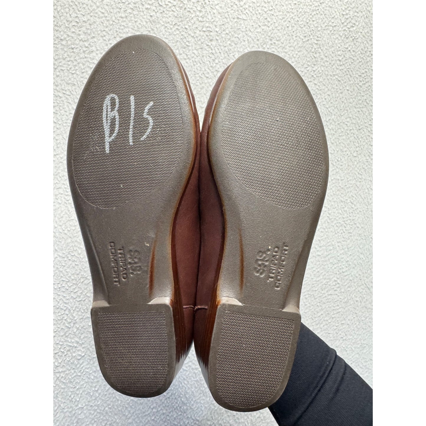 Brown Leather Slip-On Loafers With Buckle Accent By SAS Size 8.5M #9411