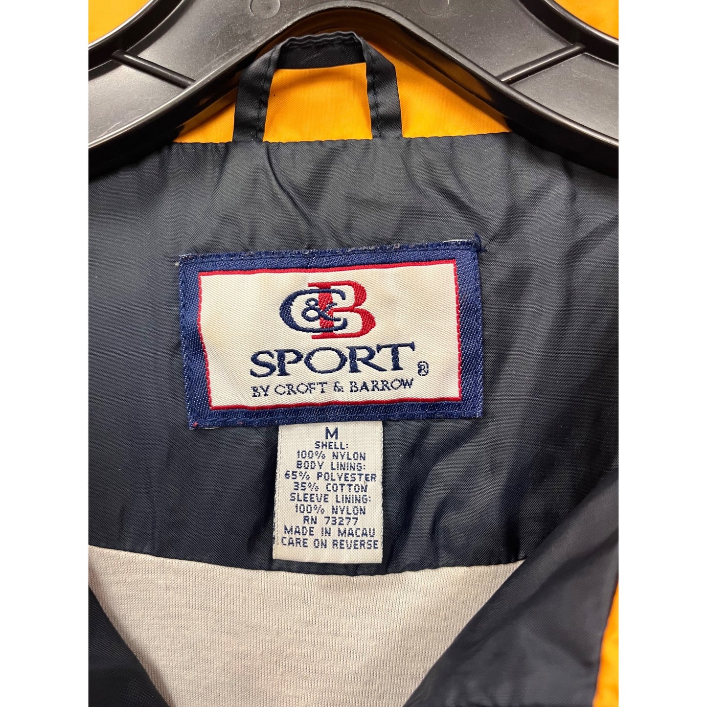 Vintage C&B Sport By Croft & Barrow Navy & Orange Windbreaker Jacket #8321