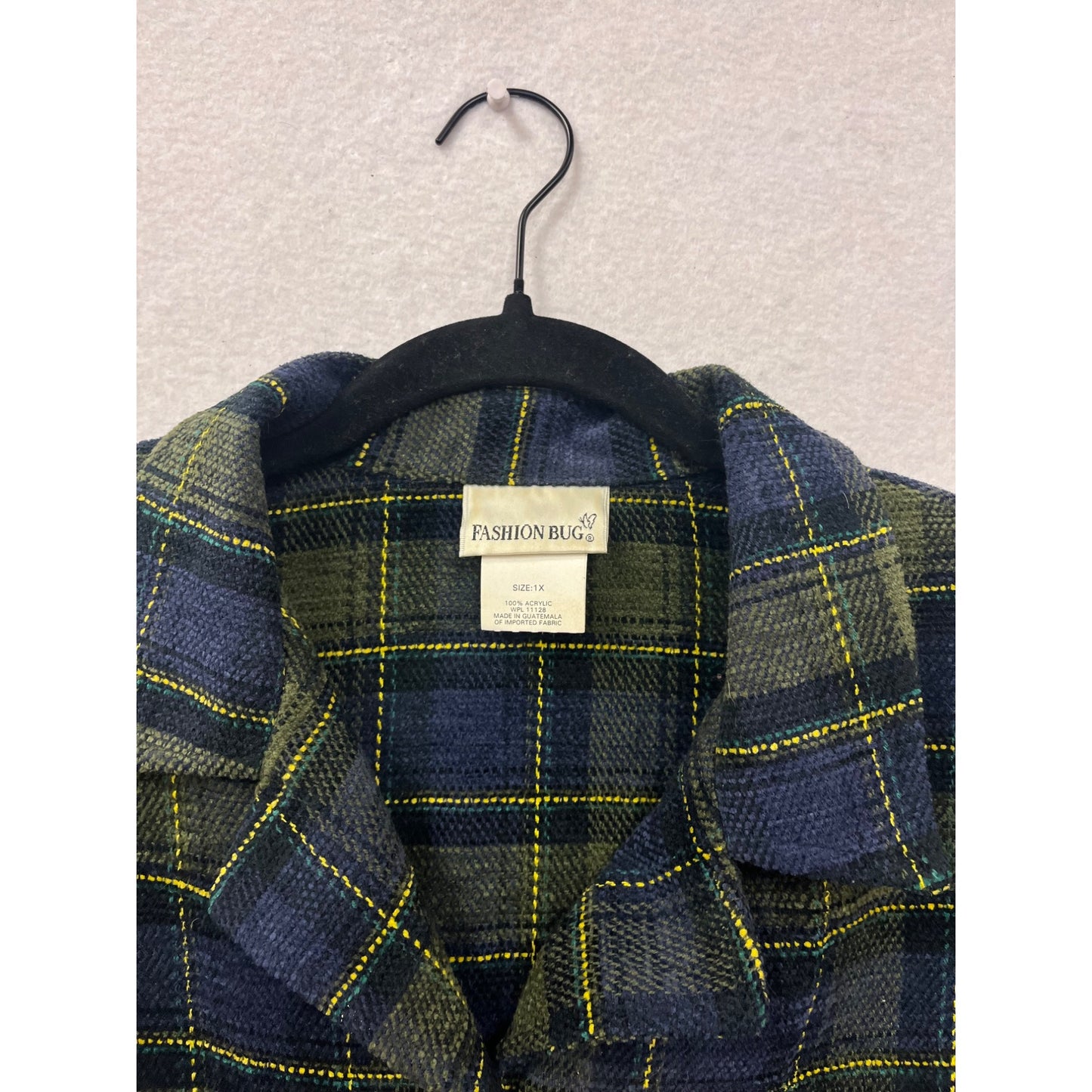 Fashion Bug 1X Button-Down Plaid Shirt Jacket #8641