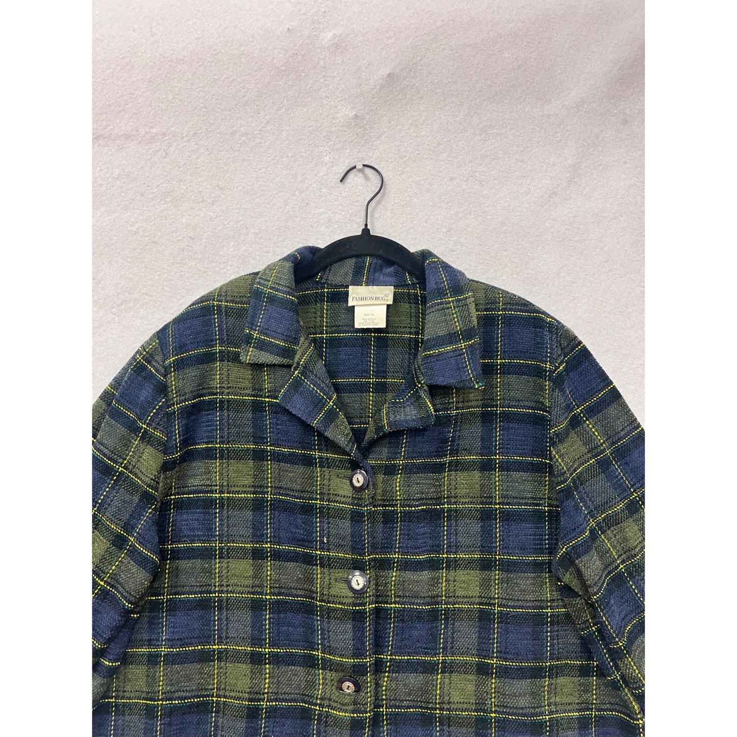 Fashion Bug 1X Button-Down Plaid Shirt Jacket #8641