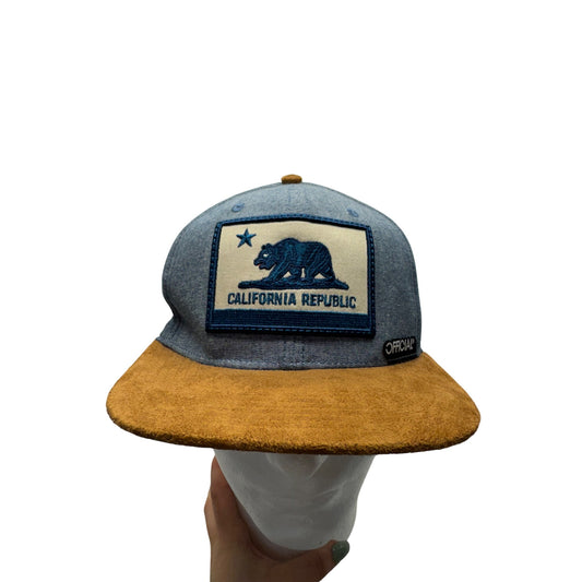 California Republic Denim & Suede Brim Snapback Hat By Official #7853