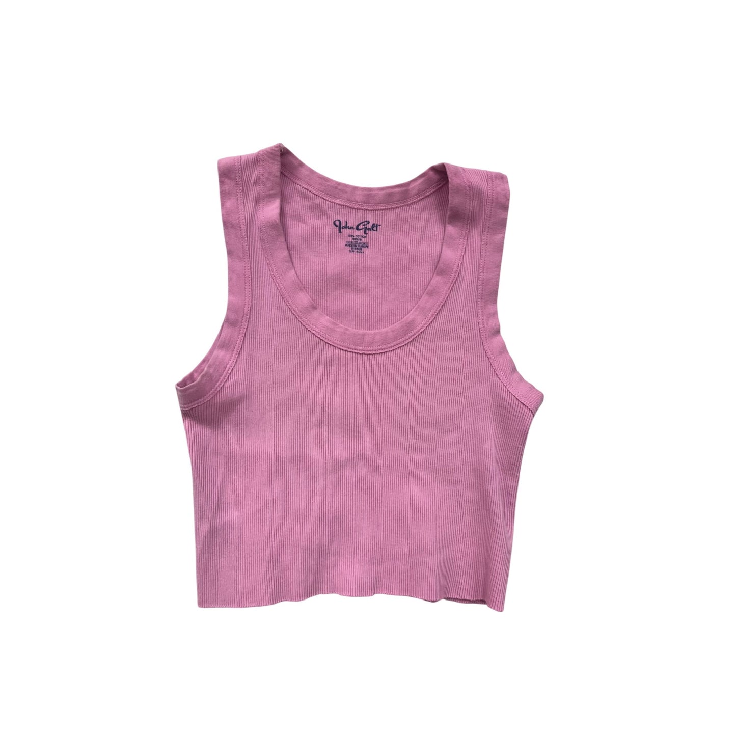 John Galt Pink Ribbed Cropped Tank Top S/M #8516