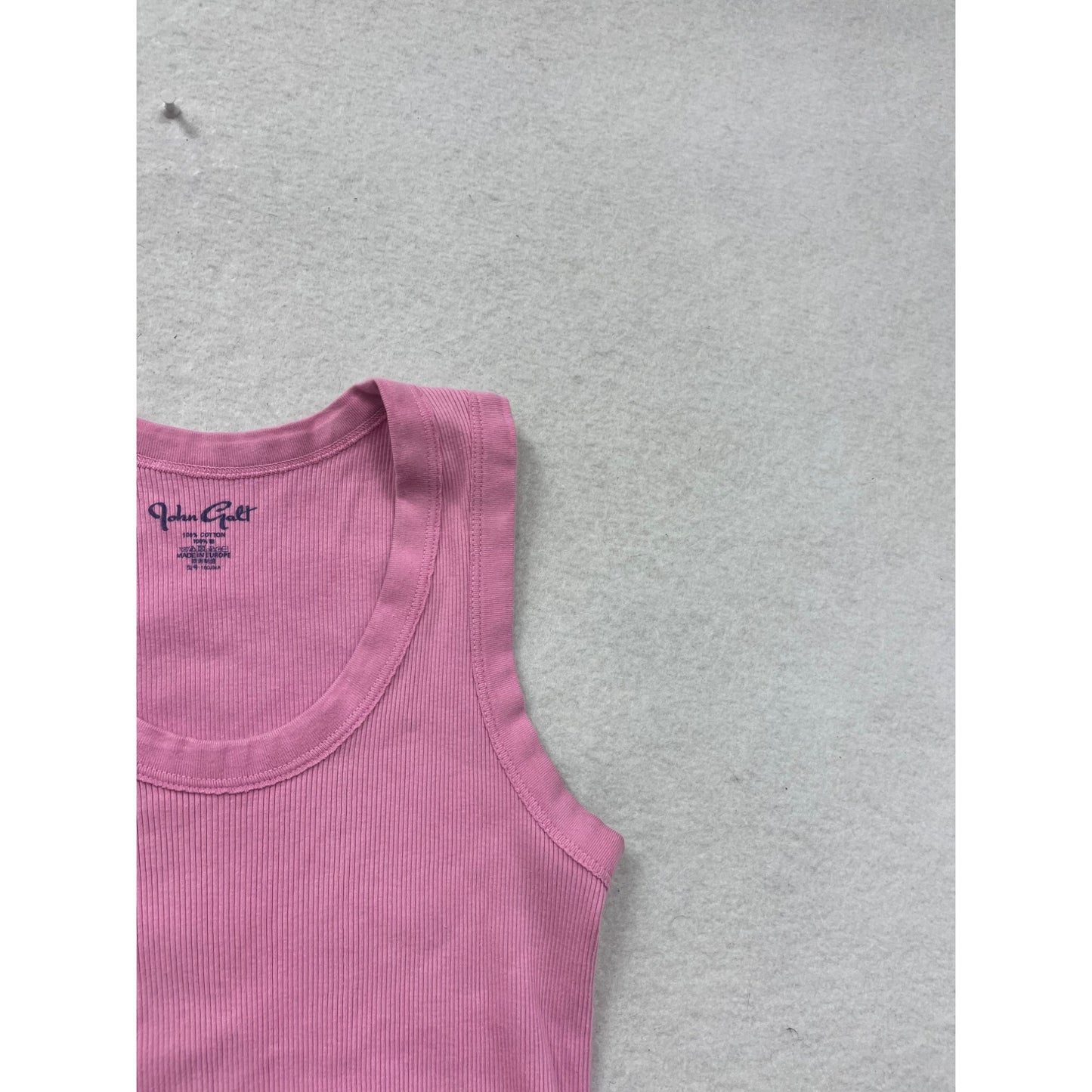 John Galt Pink Ribbed Cropped Tank Top S/M #8516