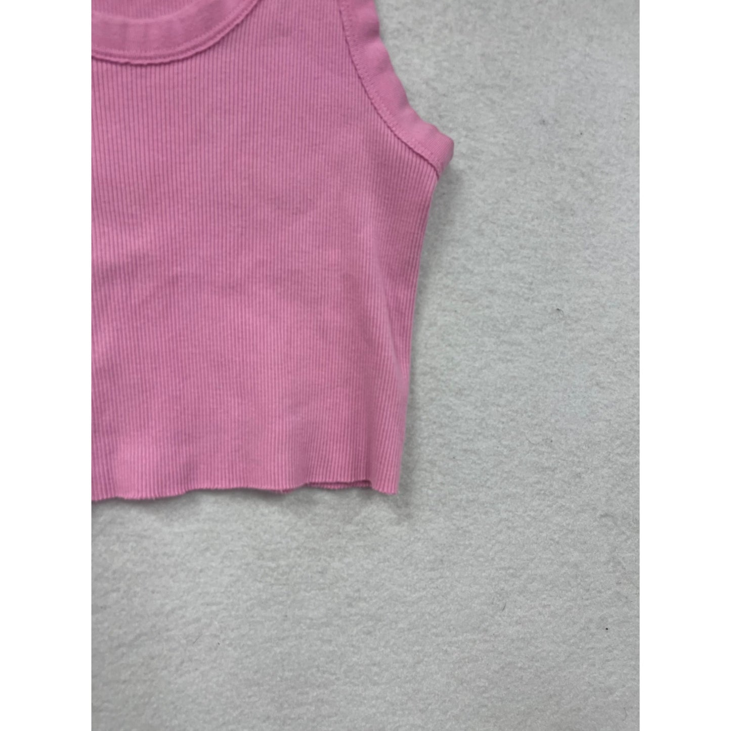 John Galt Pink Ribbed Cropped Tank Top S/M #8516