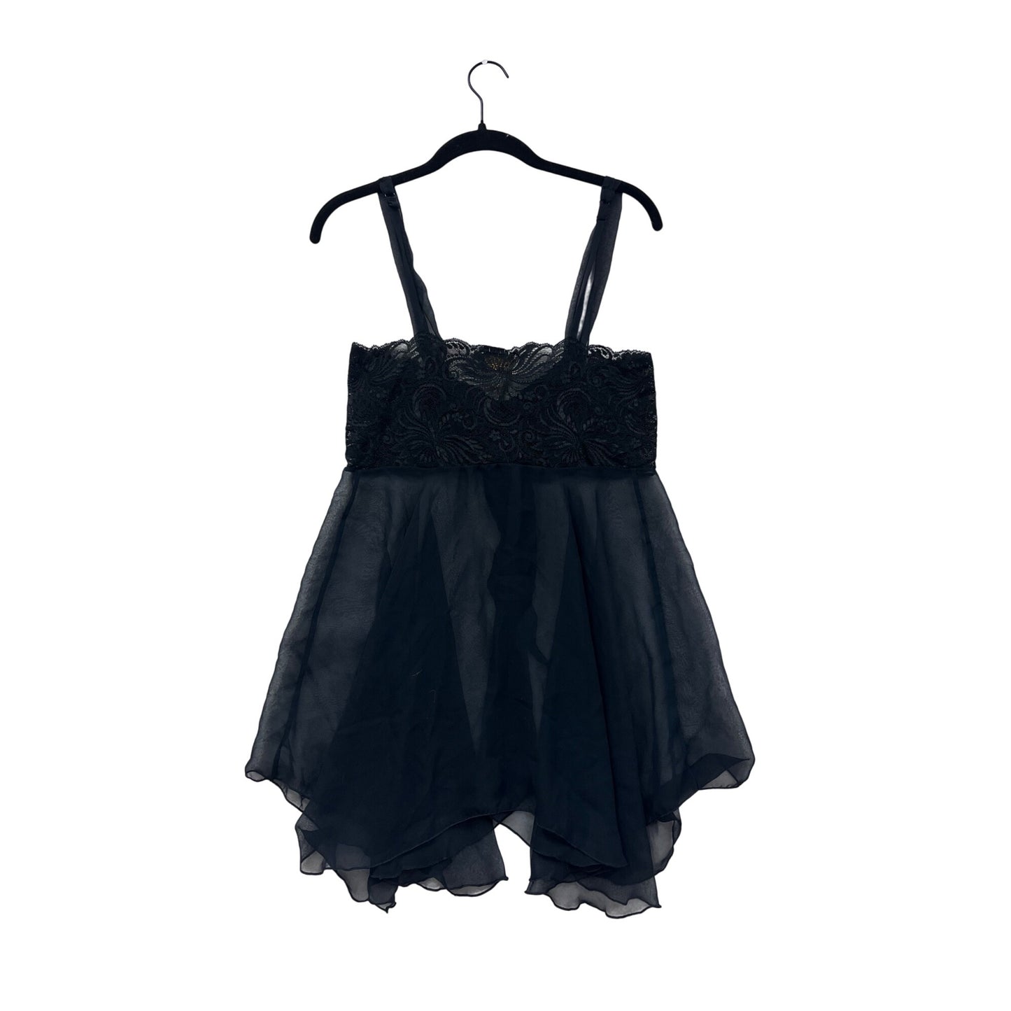 Vintage Victorias Secret Sheer Black Babydoll Lingerie Dress #8290