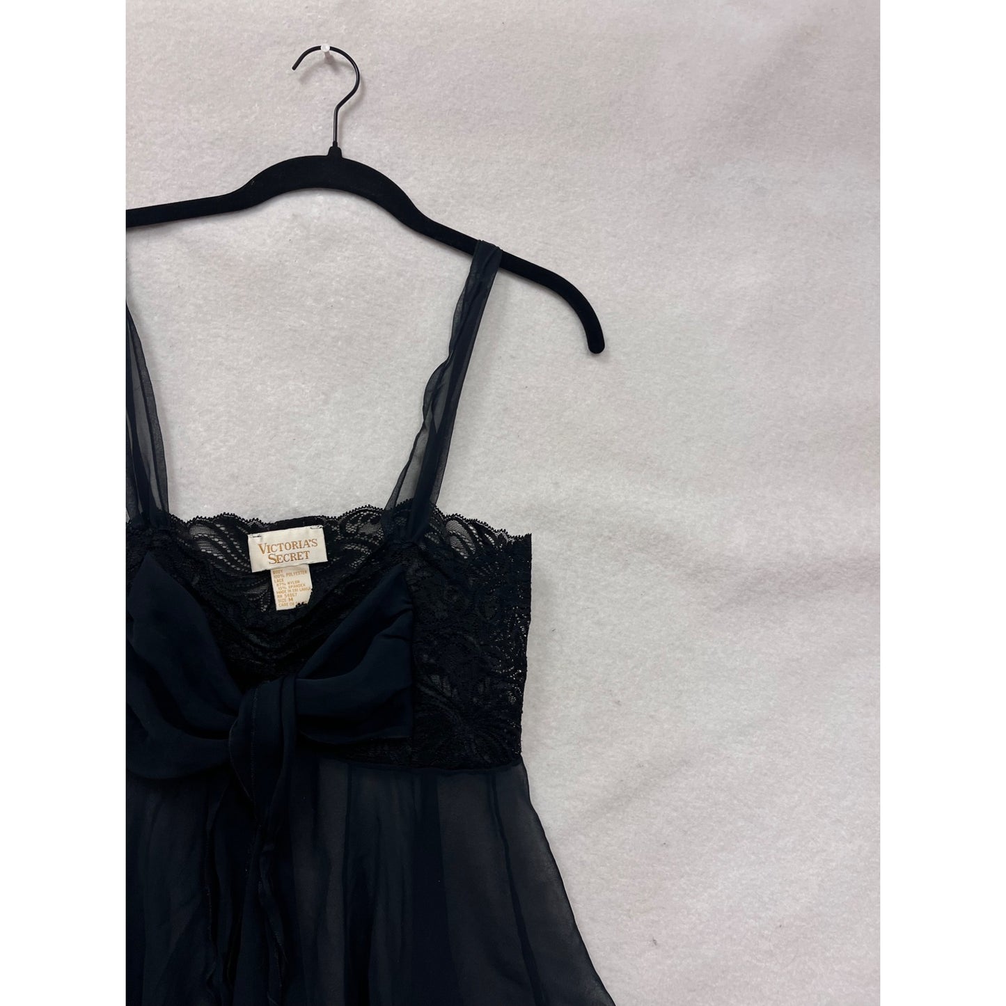 Vintage Victorias Secret Sheer Black Babydoll Lingerie Dress #8290