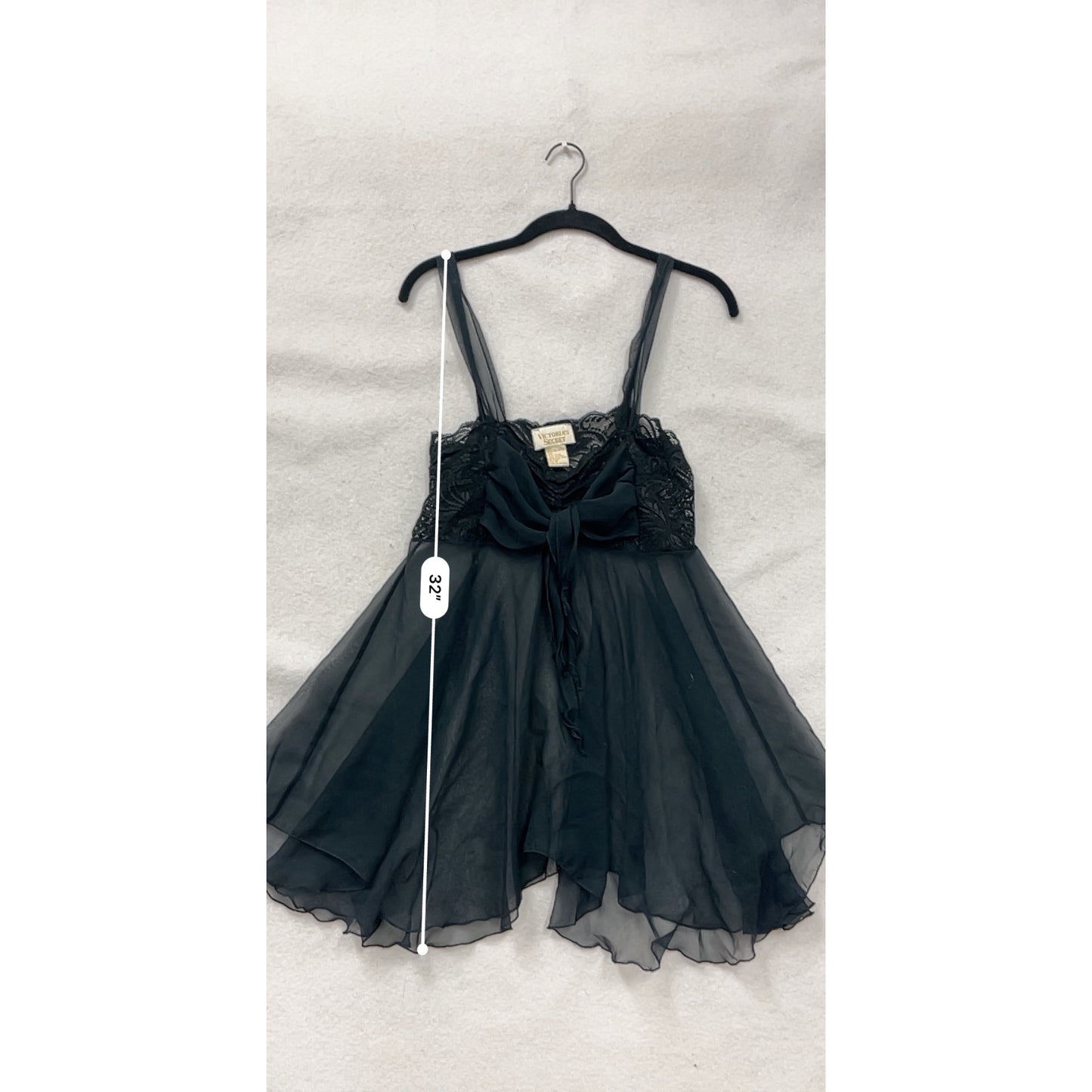 Vintage Victorias Secret Sheer Black Babydoll Lingerie Dress #8290