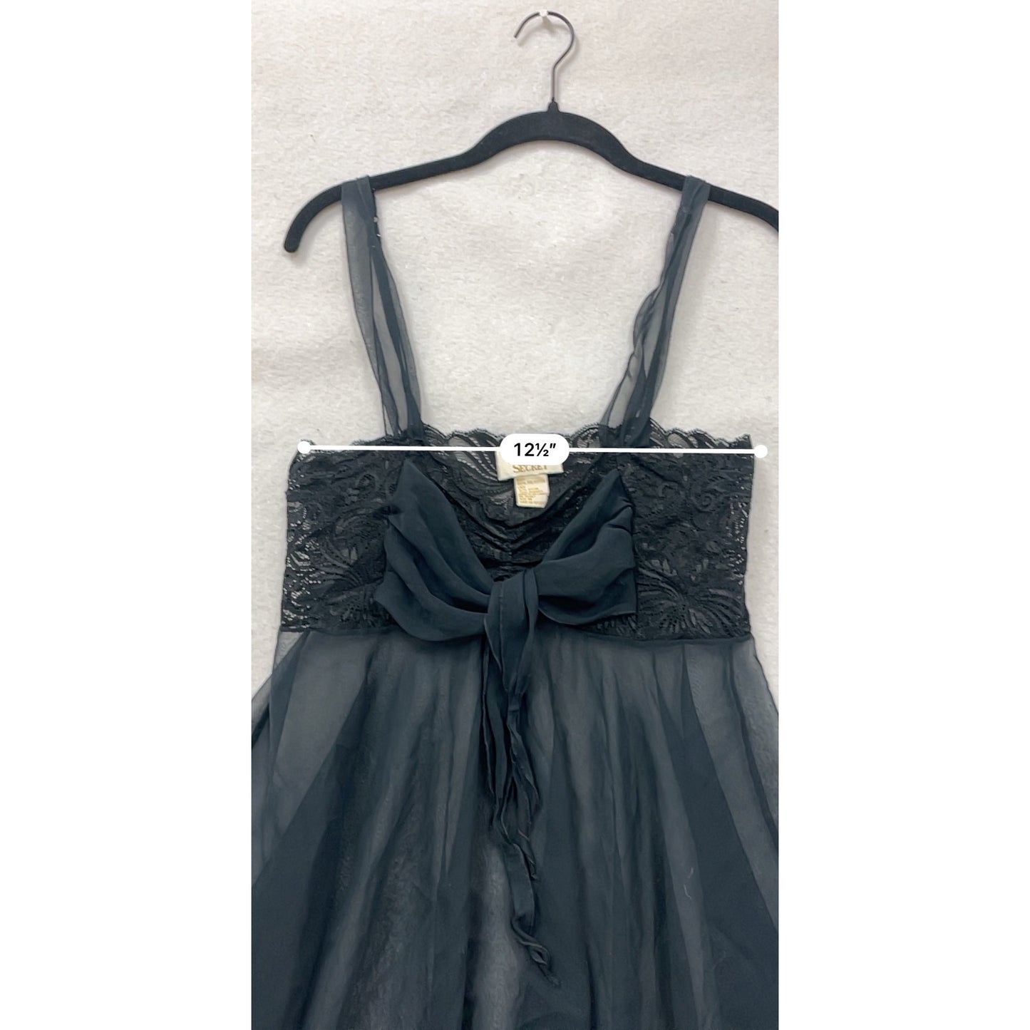 Vintage Victorias Secret Sheer Black Babydoll Lingerie Dress #8290