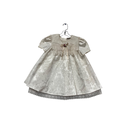 Rose Cottage Girls Ivory Jacquard Dress Size 4 #709A