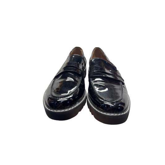 Franco Sarto Black Patent Platform Loafers With Lug Sole #9618