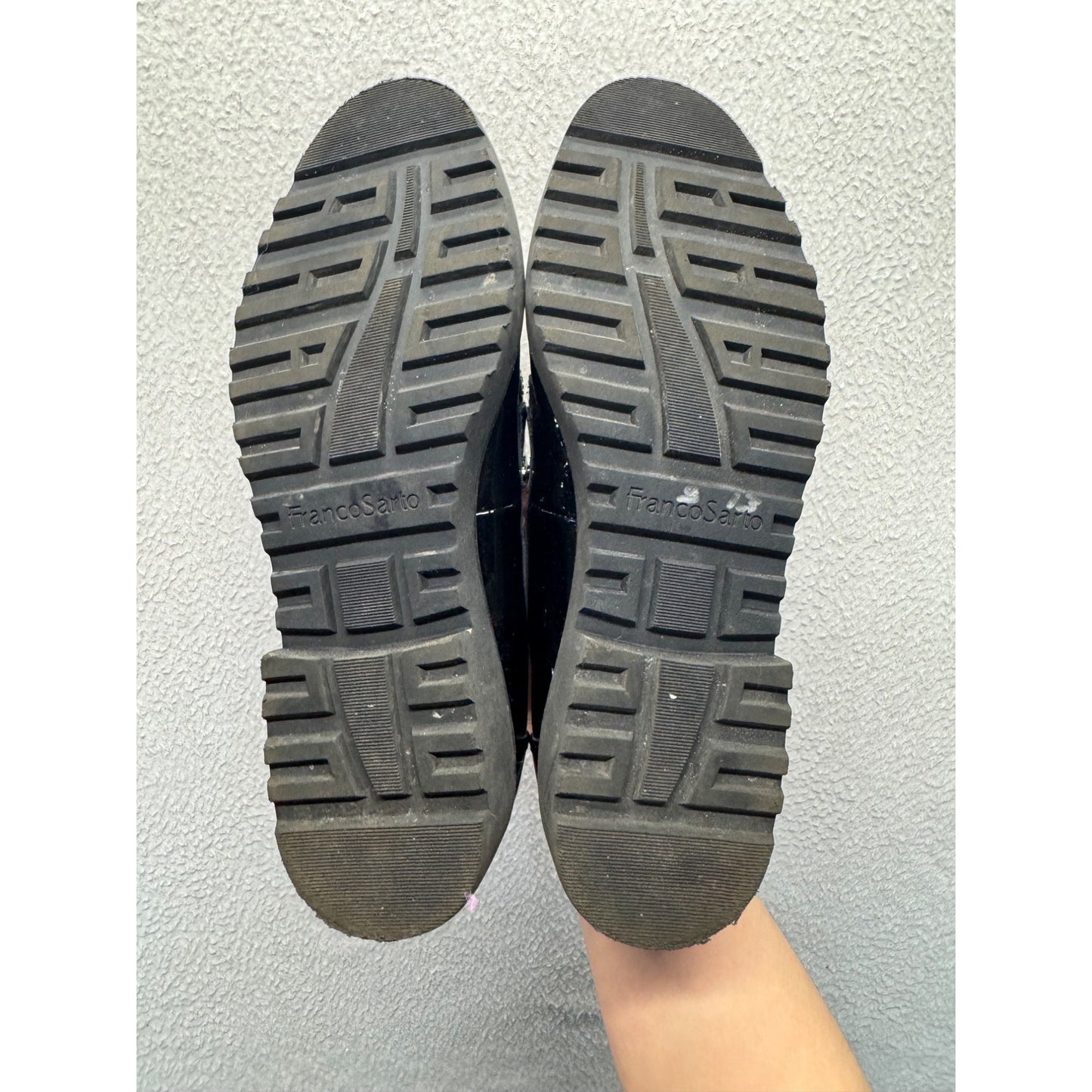 Franco Sarto Black Patent Platform Loafers With Lug Sole #9618
