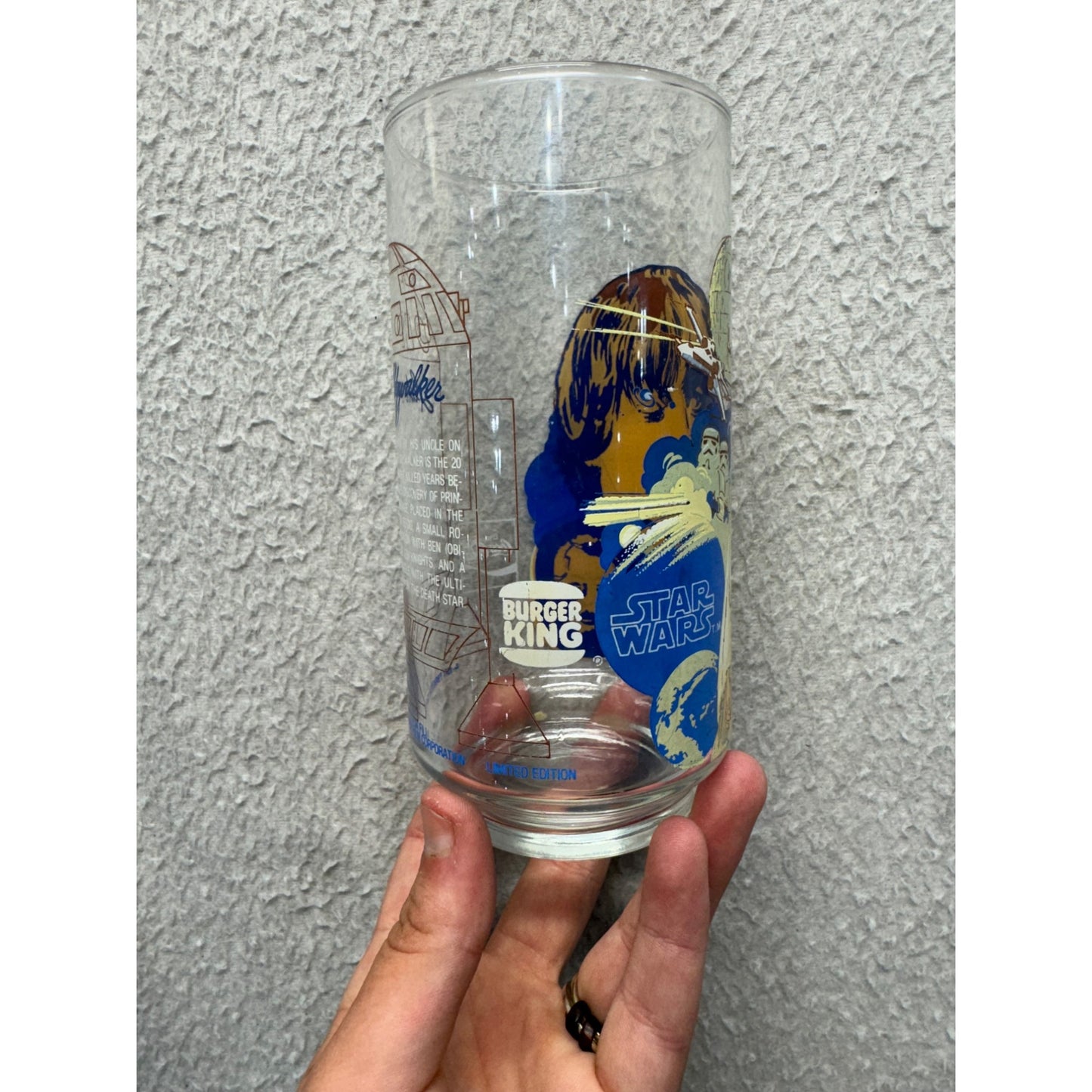 Star Wars 1977 Luke Skywalker Burger King & Coca-Cola Collectors Glass #118B